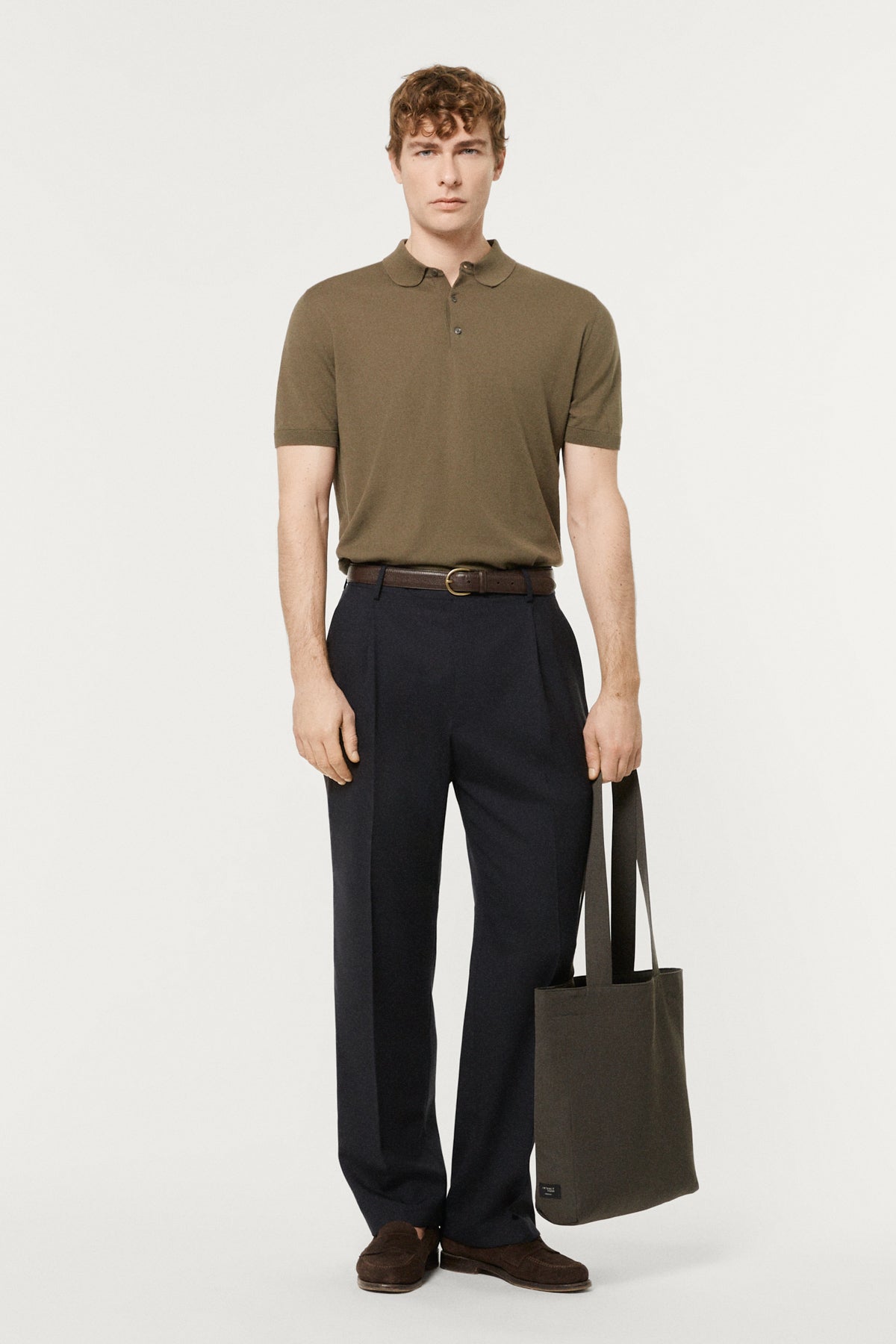 The Twill Wool Tote Bag dark green