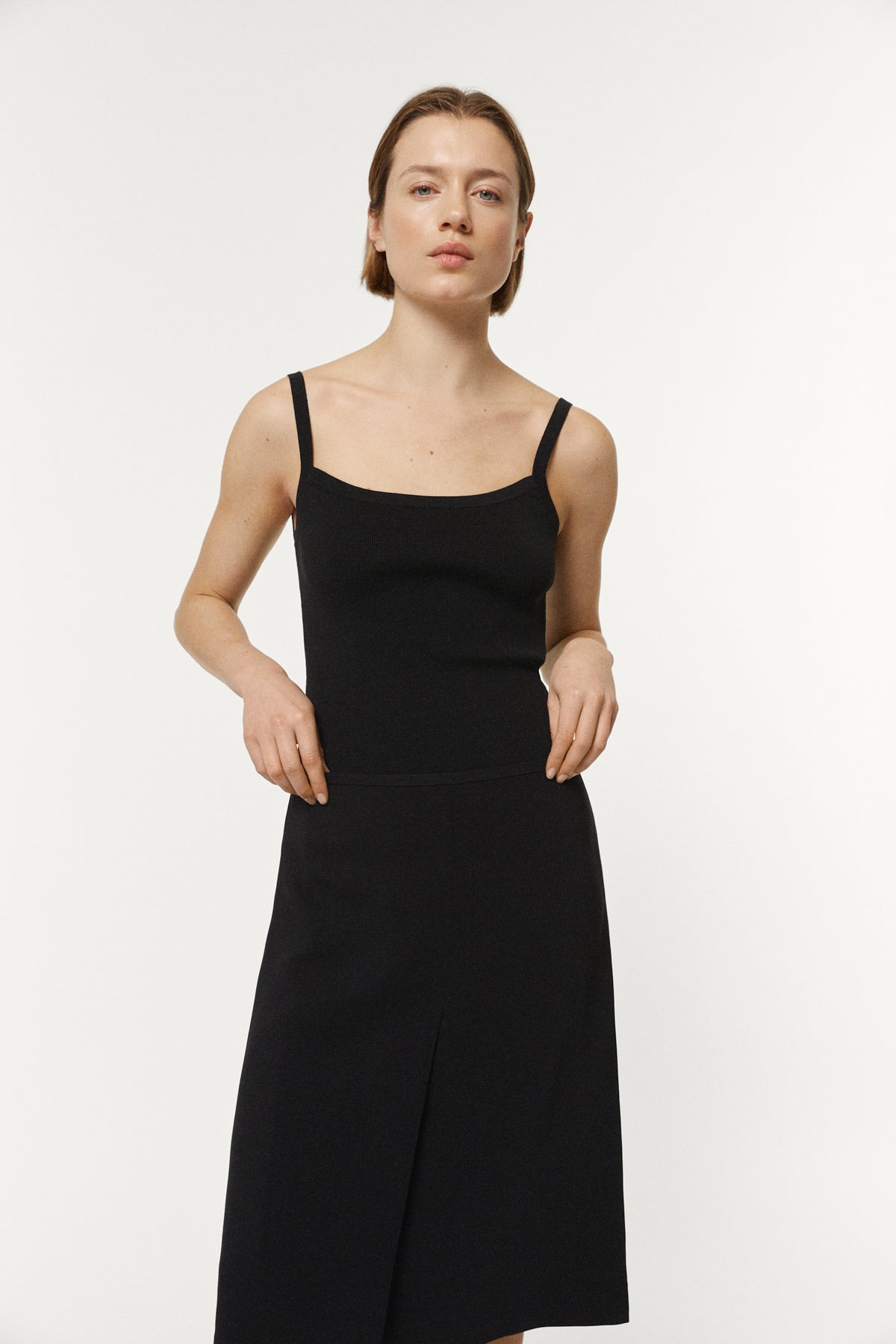 The Organic Cotton Spaghetti Tank Top Black