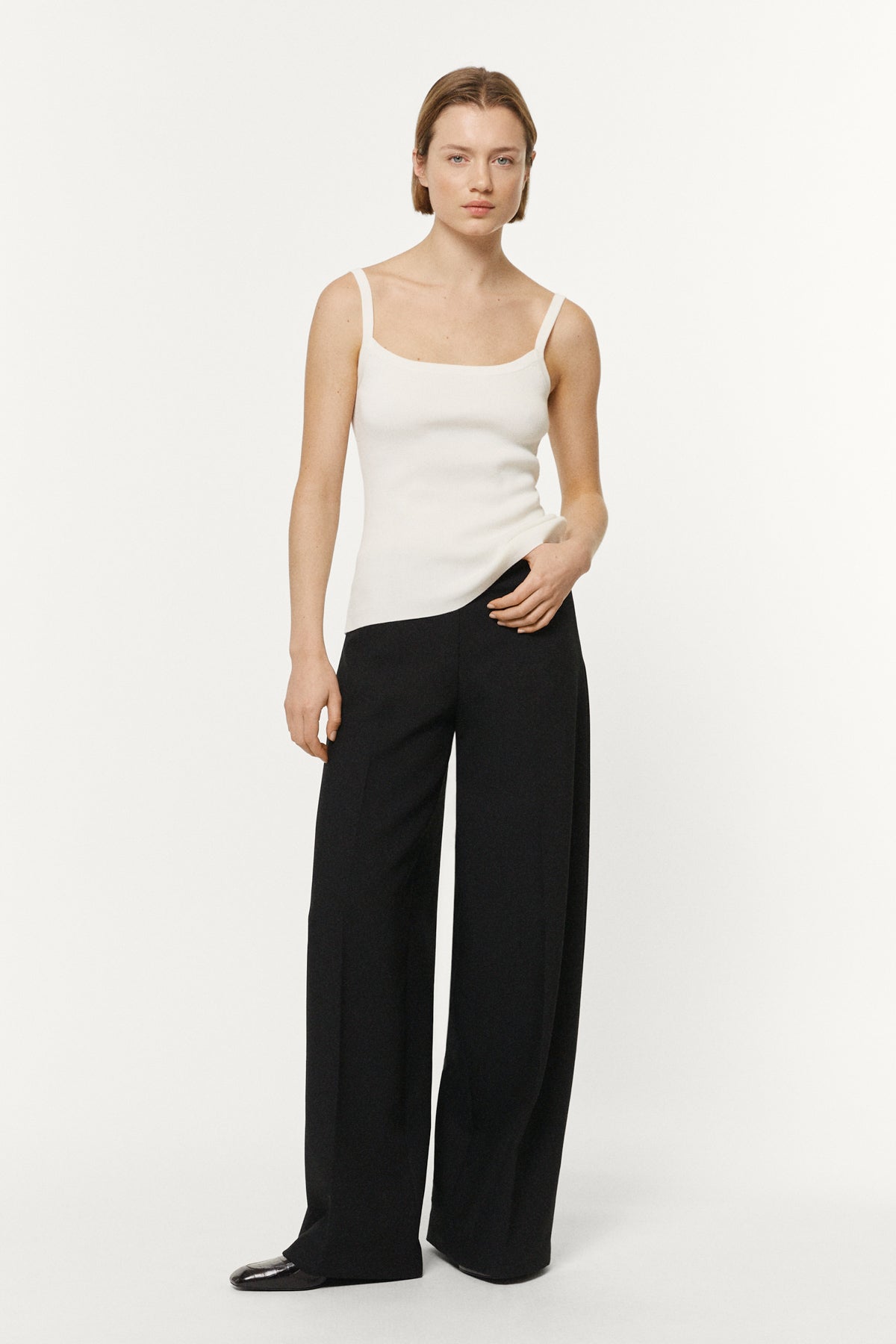 The Organic Cotton Spaghetti Tank Top Milk White