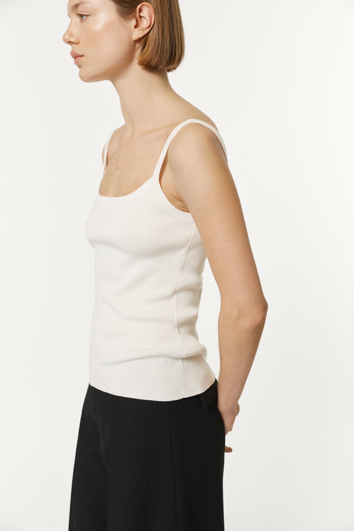 The Organic Cotton Spaghetti Tank Top Milk White