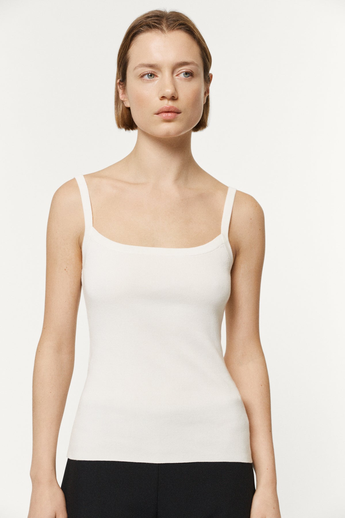 The Organic Cotton Spaghetti Tank Top Milk White