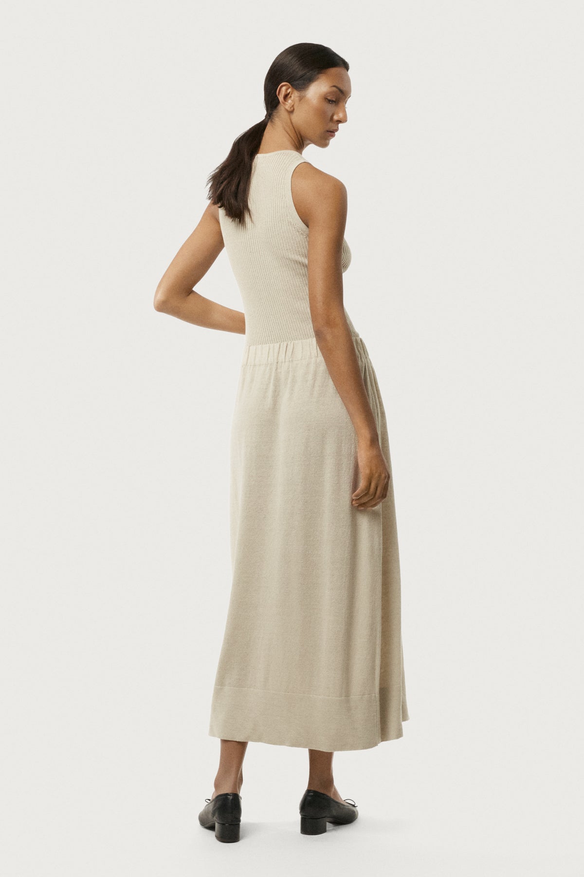 The Linen Cotton Lightweight Flare Skirt Hay