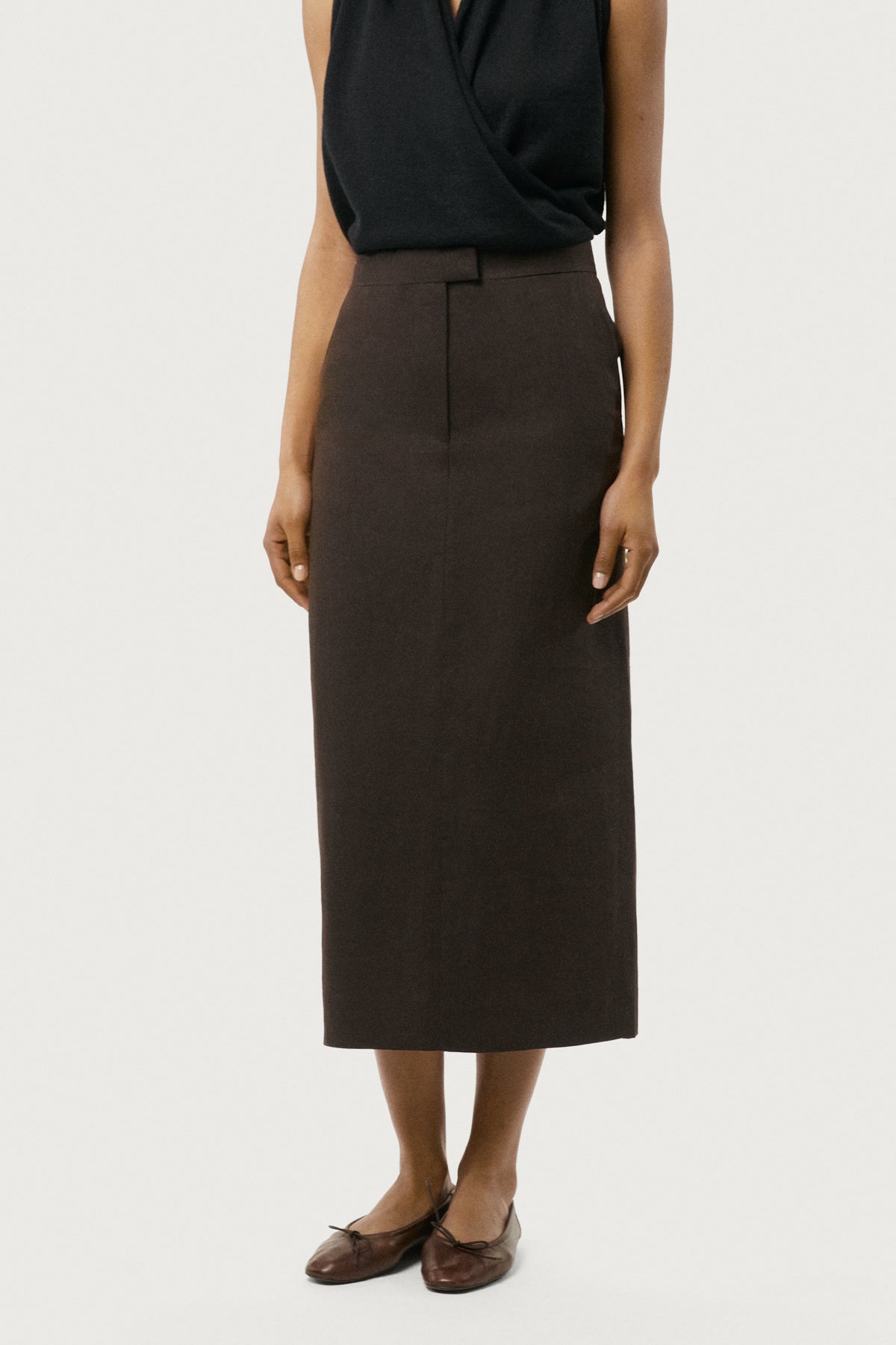 The Linen Twill Skirt brown