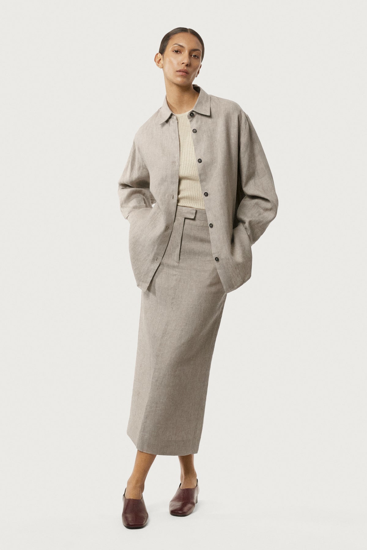 The Linen Twill Skirt beige