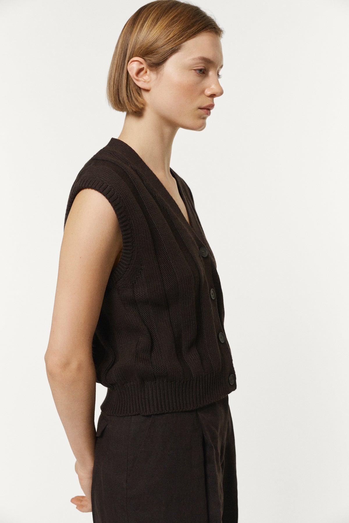 Gilet Tricot a Costa Piatta in Cotone Organico