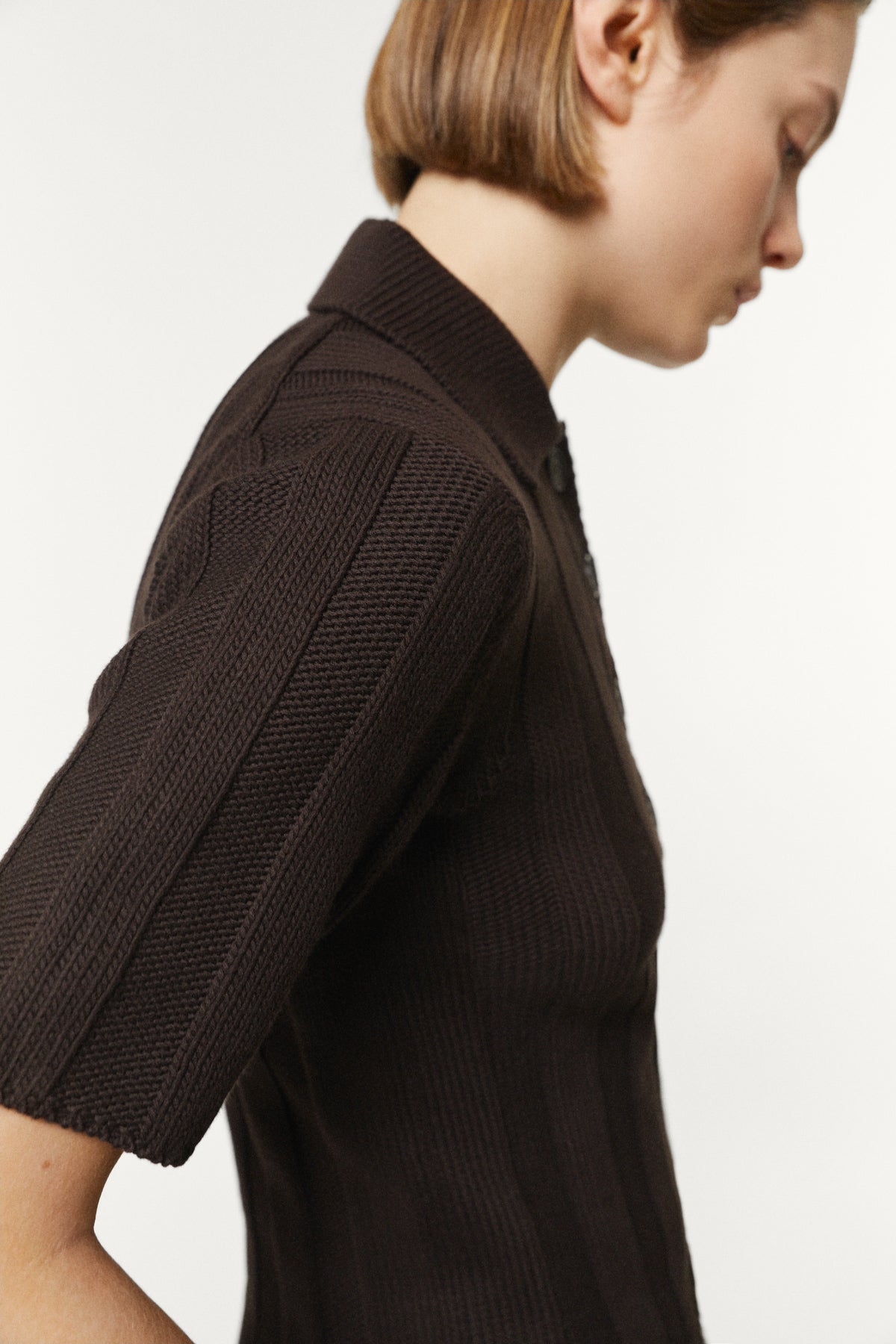 The Organic Cotton Flat Rib Tricot Polo brown