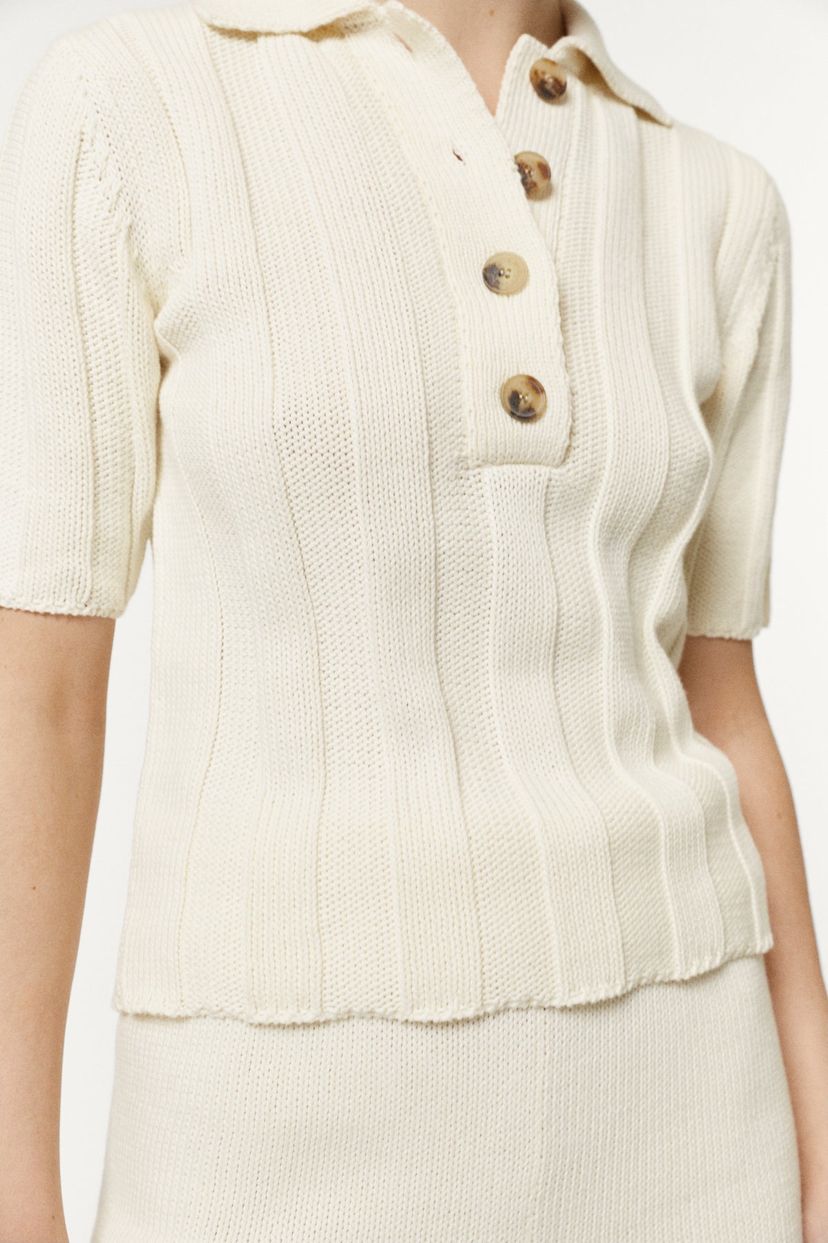 The Organic Cotton Flat Rib Tricot Polo white