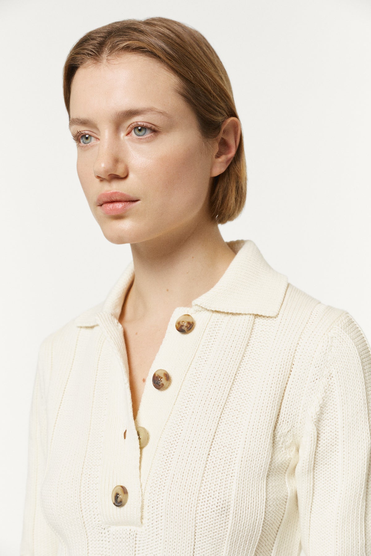 The Organic Cotton Flat Rib Tricot Polo white