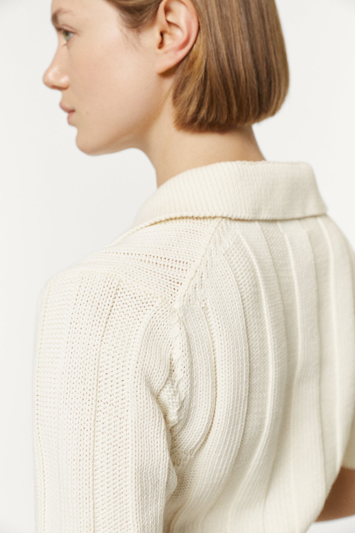 The Organic Cotton Flat Rib Tricot Polo white