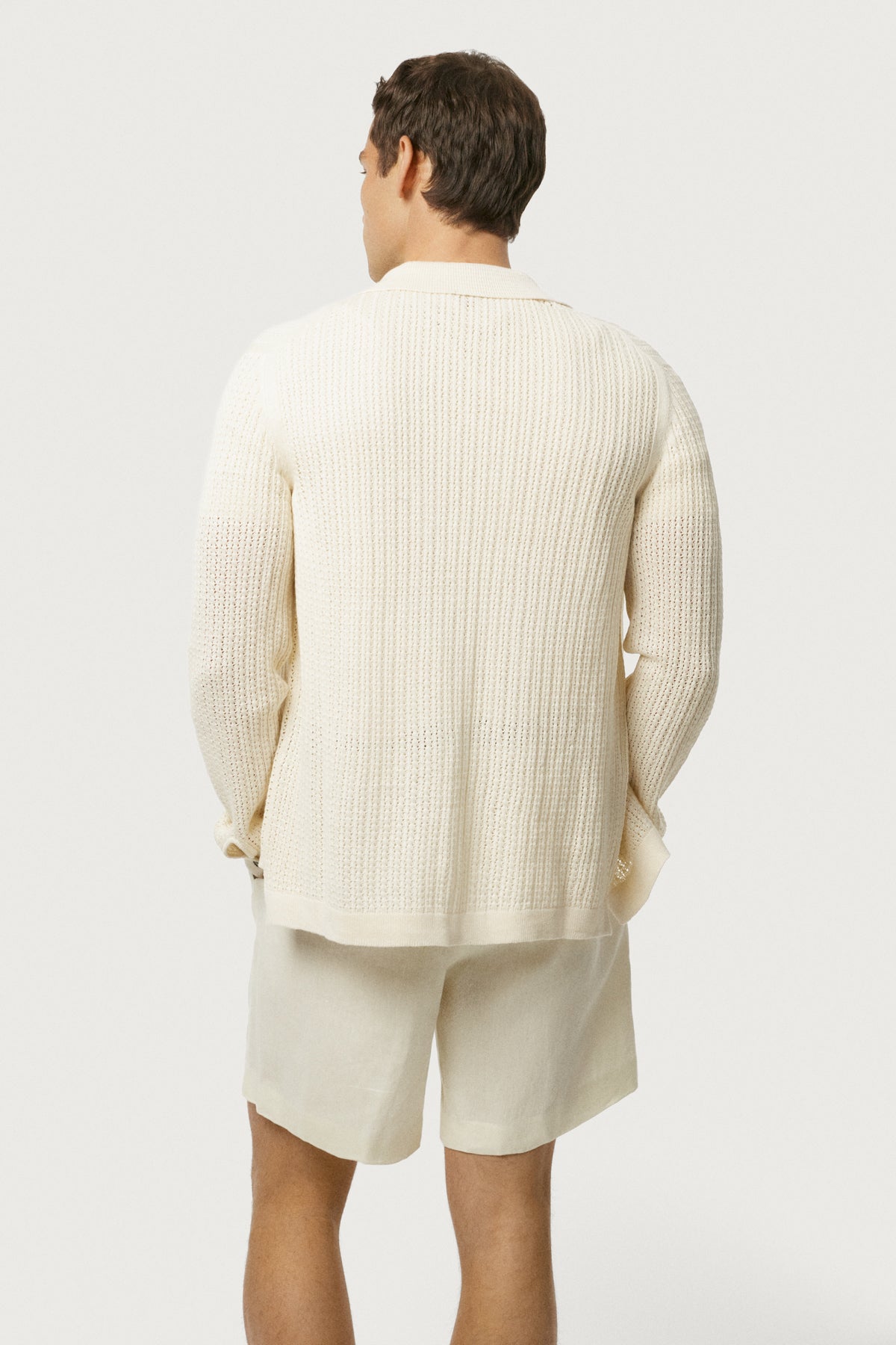 The Linen Cotton Garter Stitch Shirt Milk White