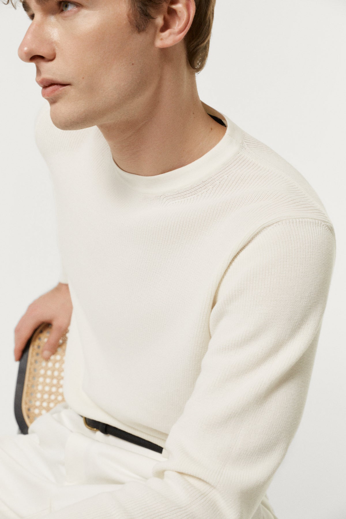 The Organic Cotton Ribbed Sweater white
