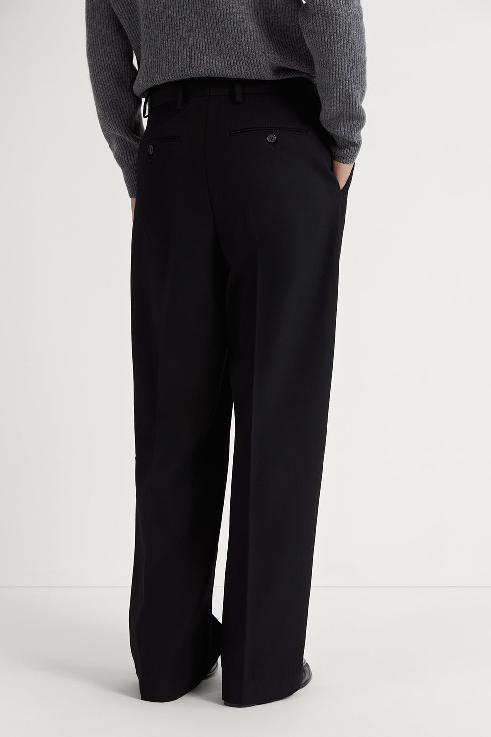 The Wool Gabardine Wide Leg Pants Black