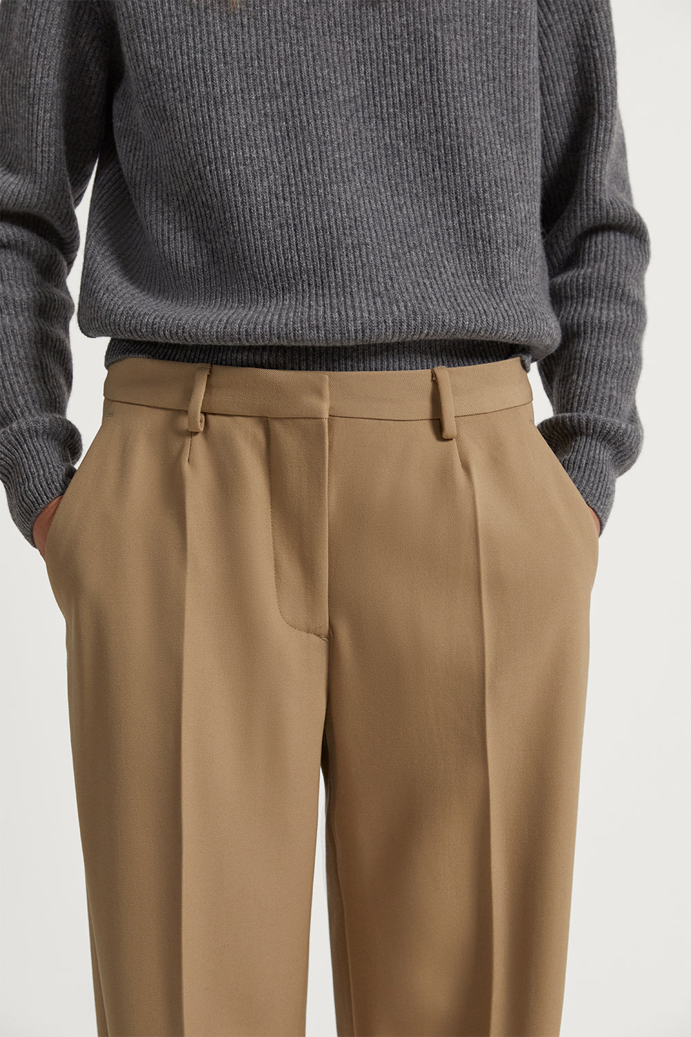 The Wool Gabardine Wide Leg Pants Camel