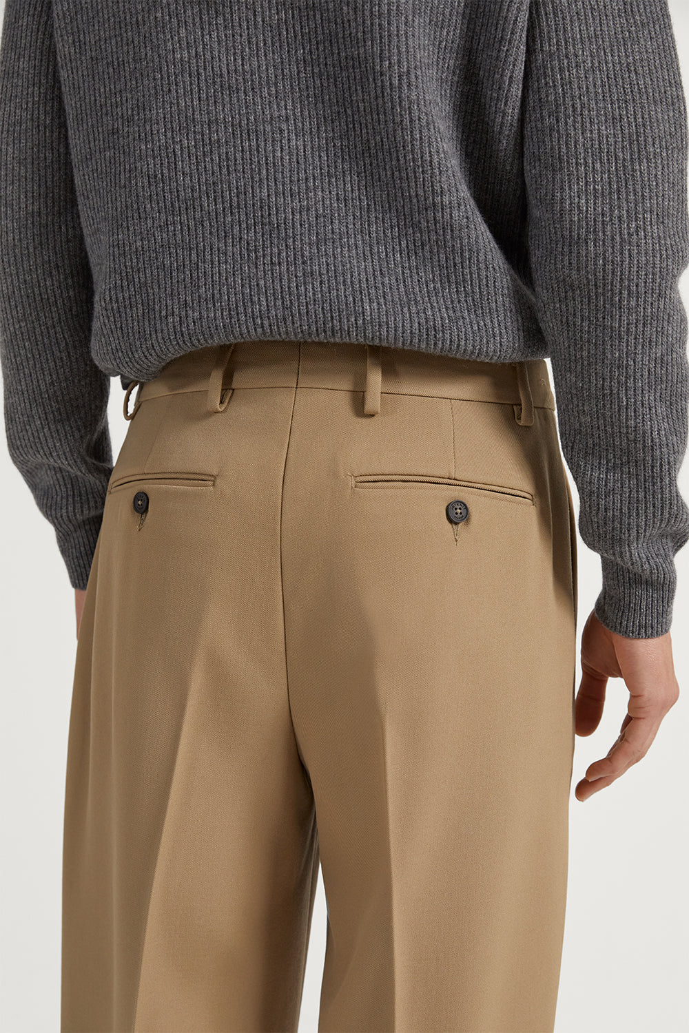 The Wool Gabardine Wide Leg Pants Camel