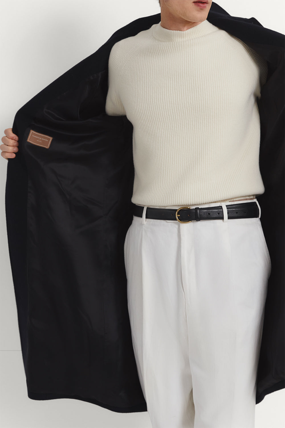 The Tailored Long Wool Coat Dark Blue