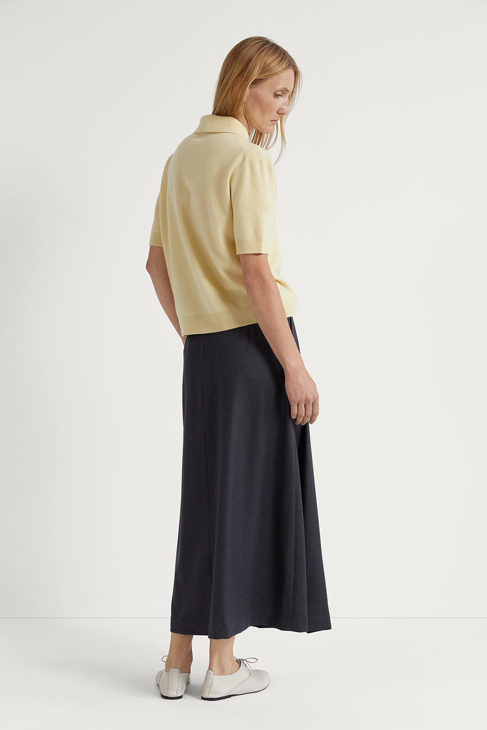 The Flannel Wool Pleated Skirt Anthracite Melange
