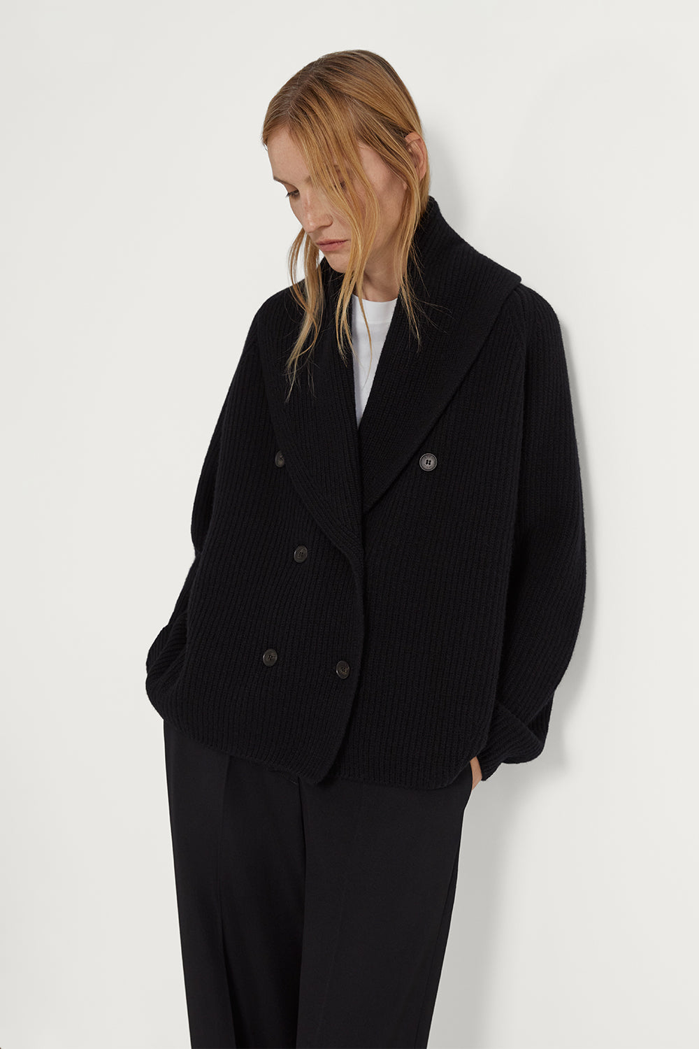The Double-Breasted Woolen Jacket Black