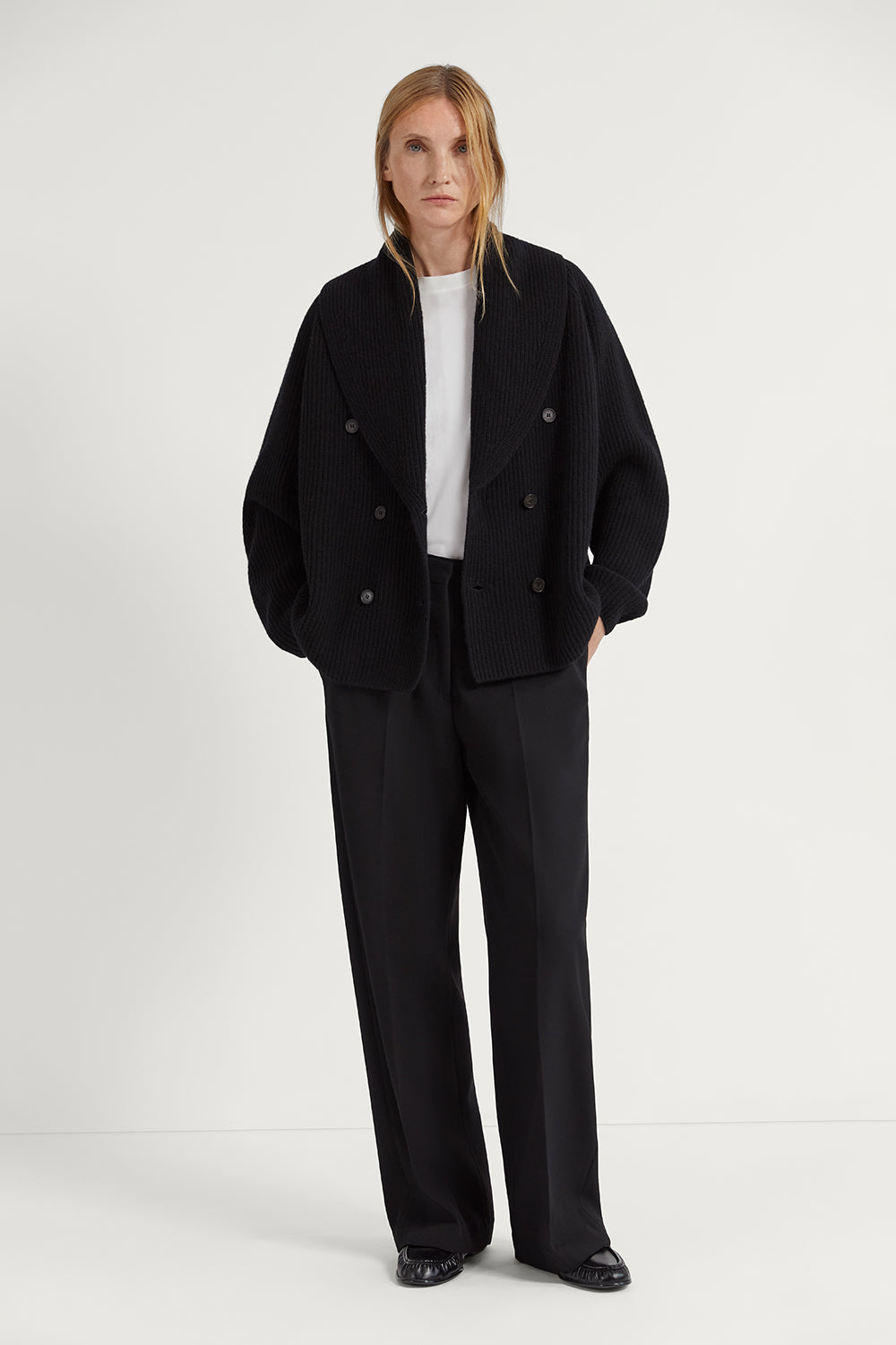 The Double-Breasted Woolen Jacket Black