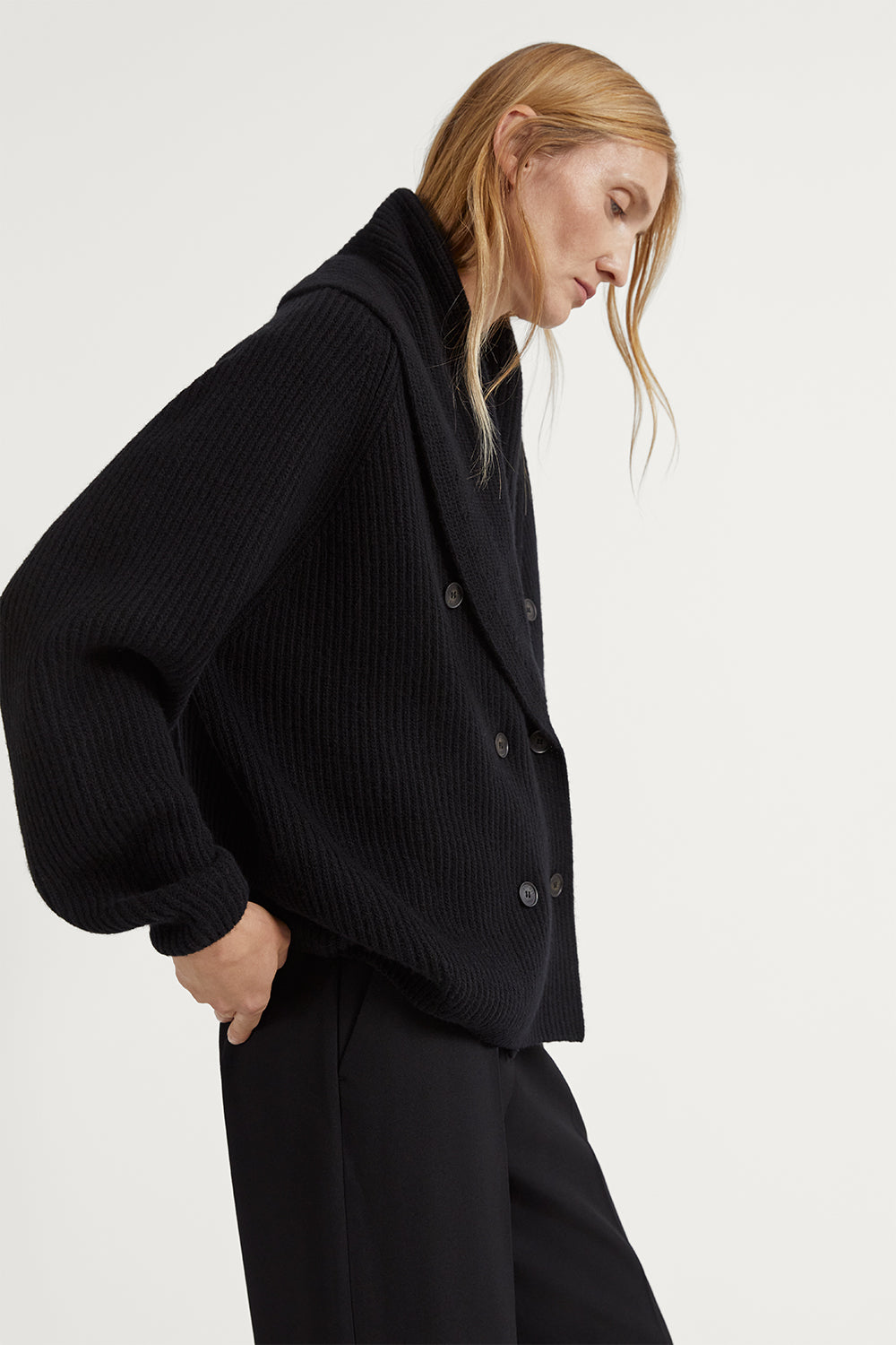 The Double-Breasted Woolen Jacket Black
