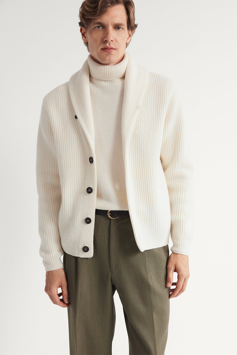 The Woolen Shawl Cardigan Wool White