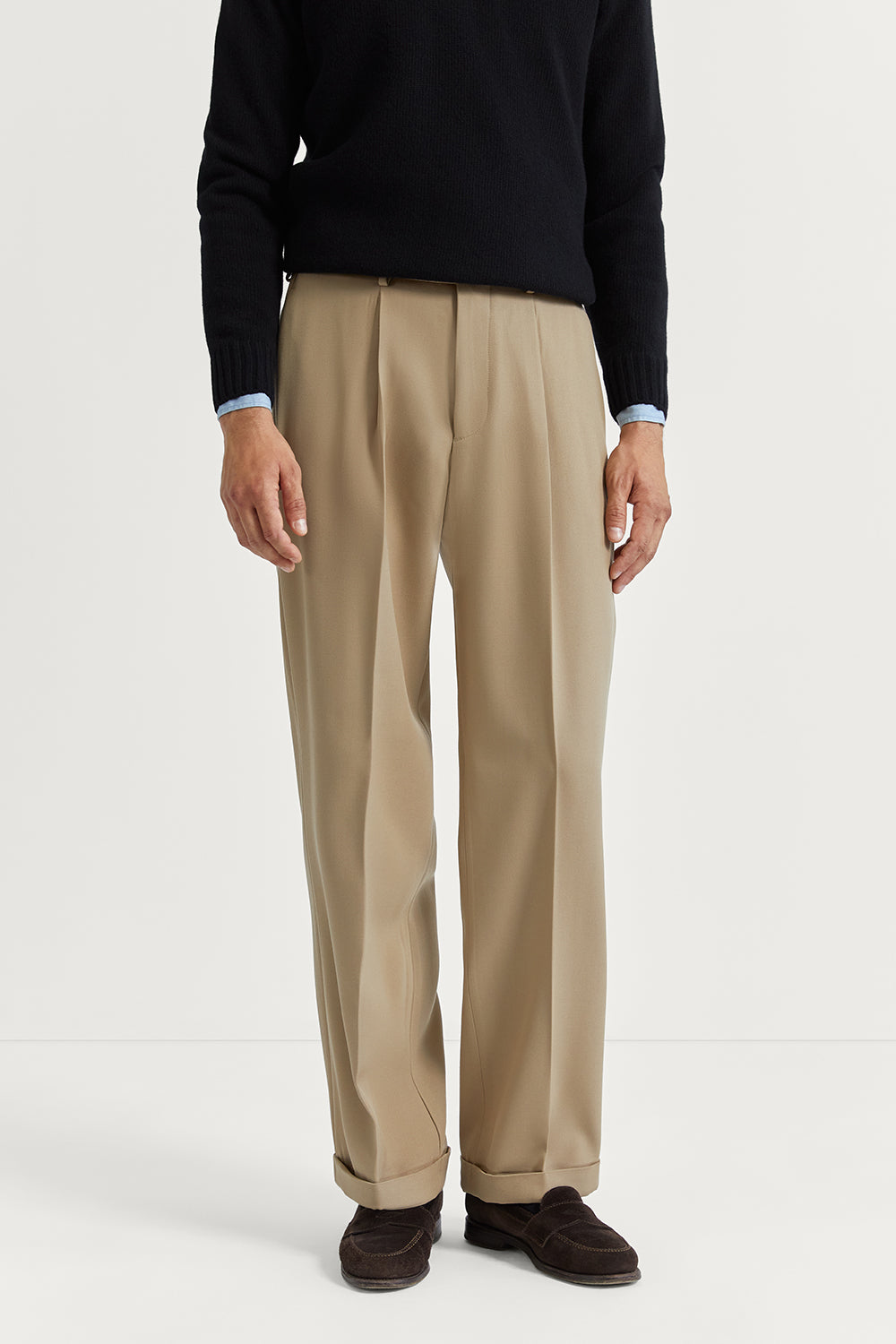 The Wool Gabardine Wide Pants Camel