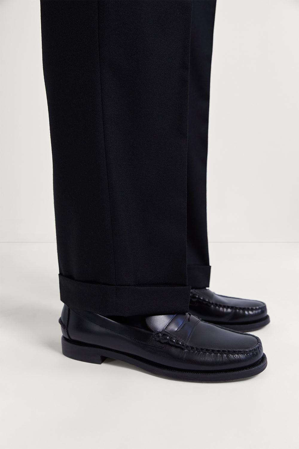 The Flannel Triple Pleat Trousers Dark Blue