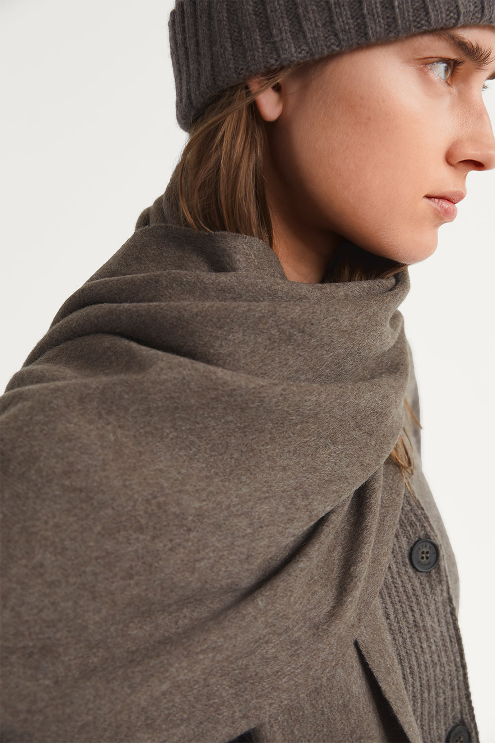 The Upcycled Oversized Cashmere Scarf Taupe