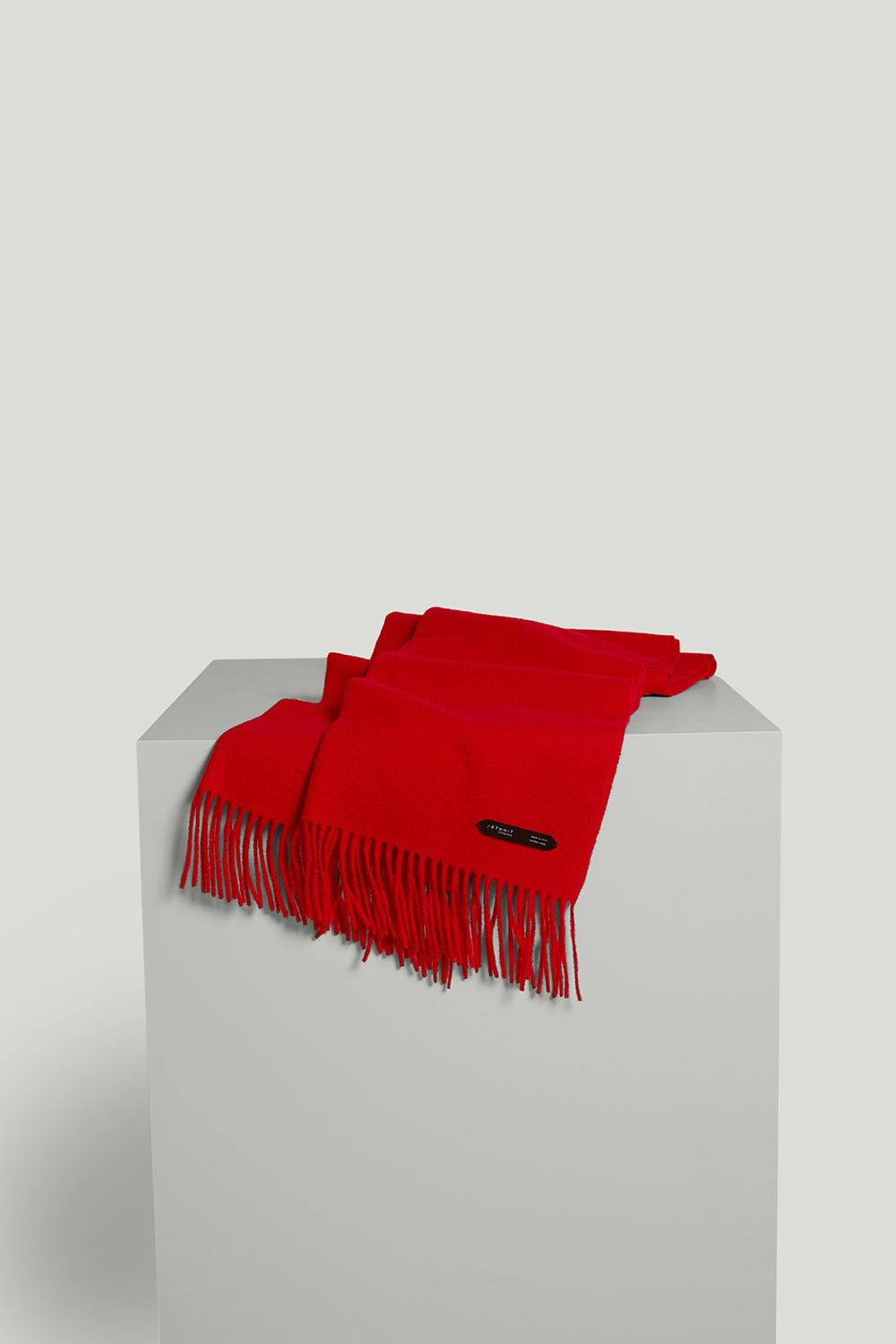 The Fringed Oversized Wool Scarf Red
