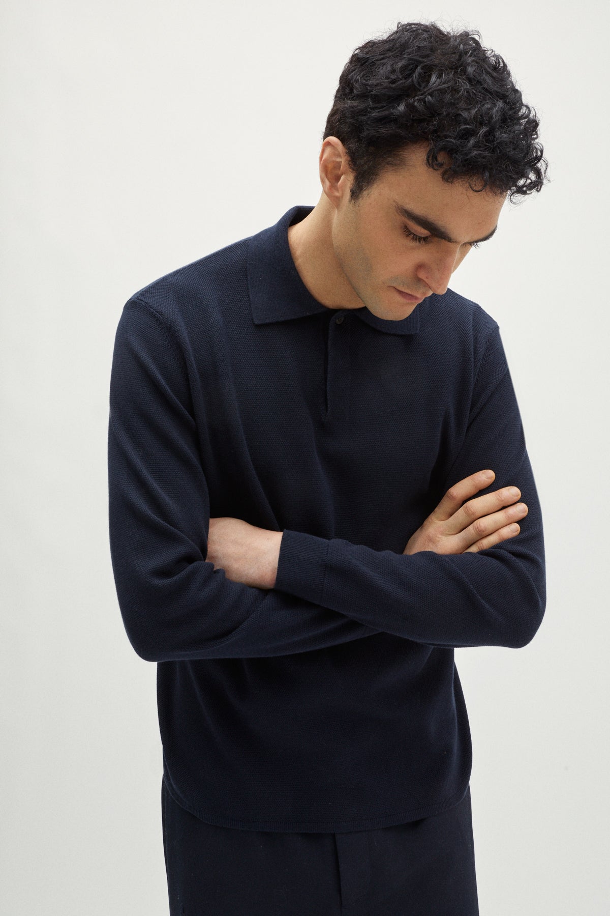 the organic cottone pique polo deep blue
