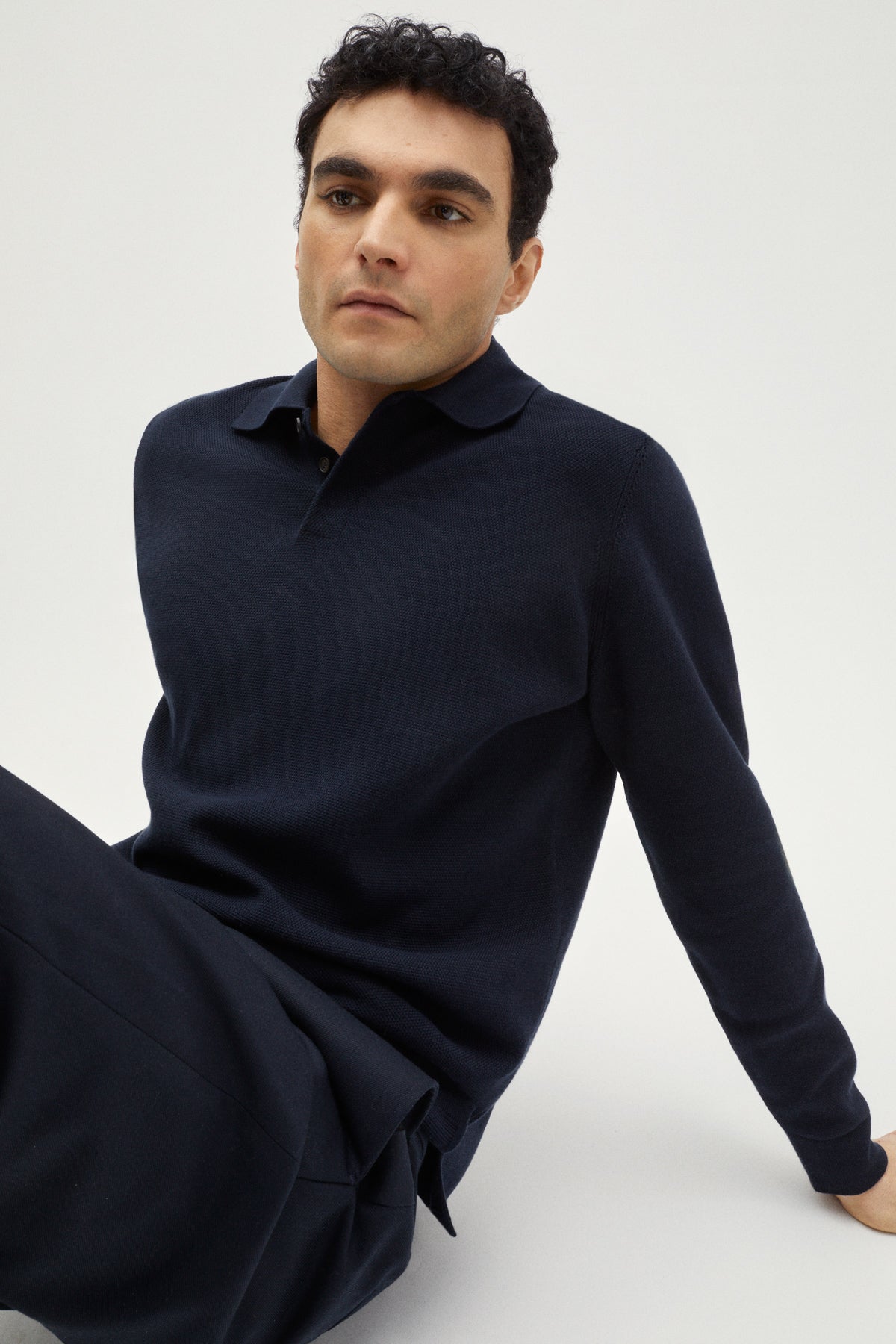 the organic cottone pique polo deep blue