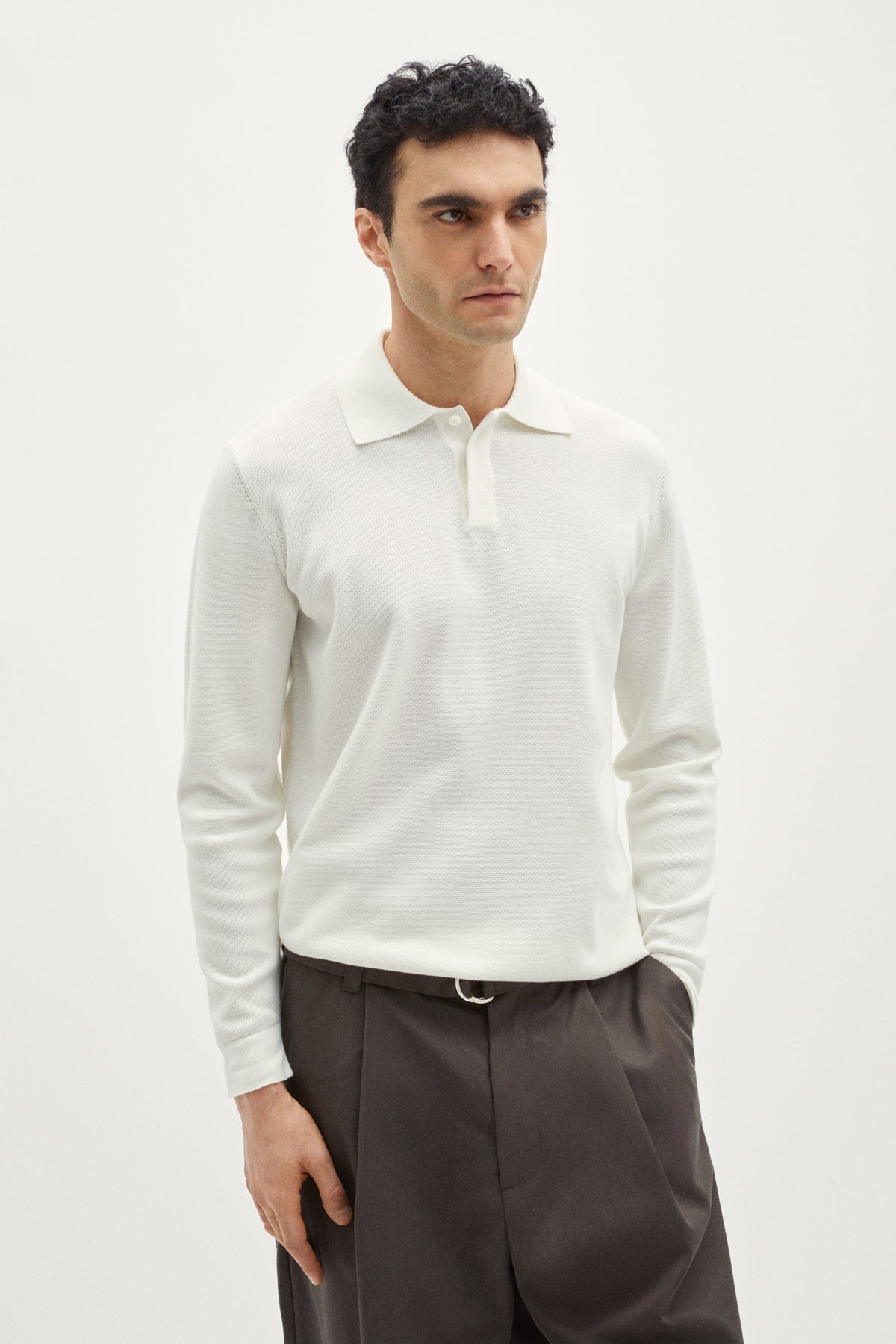 the organic cottone pique polo milk white