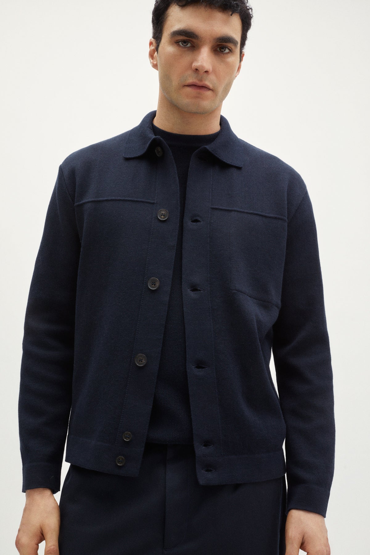 the organic cotton boxy jacket deep blue