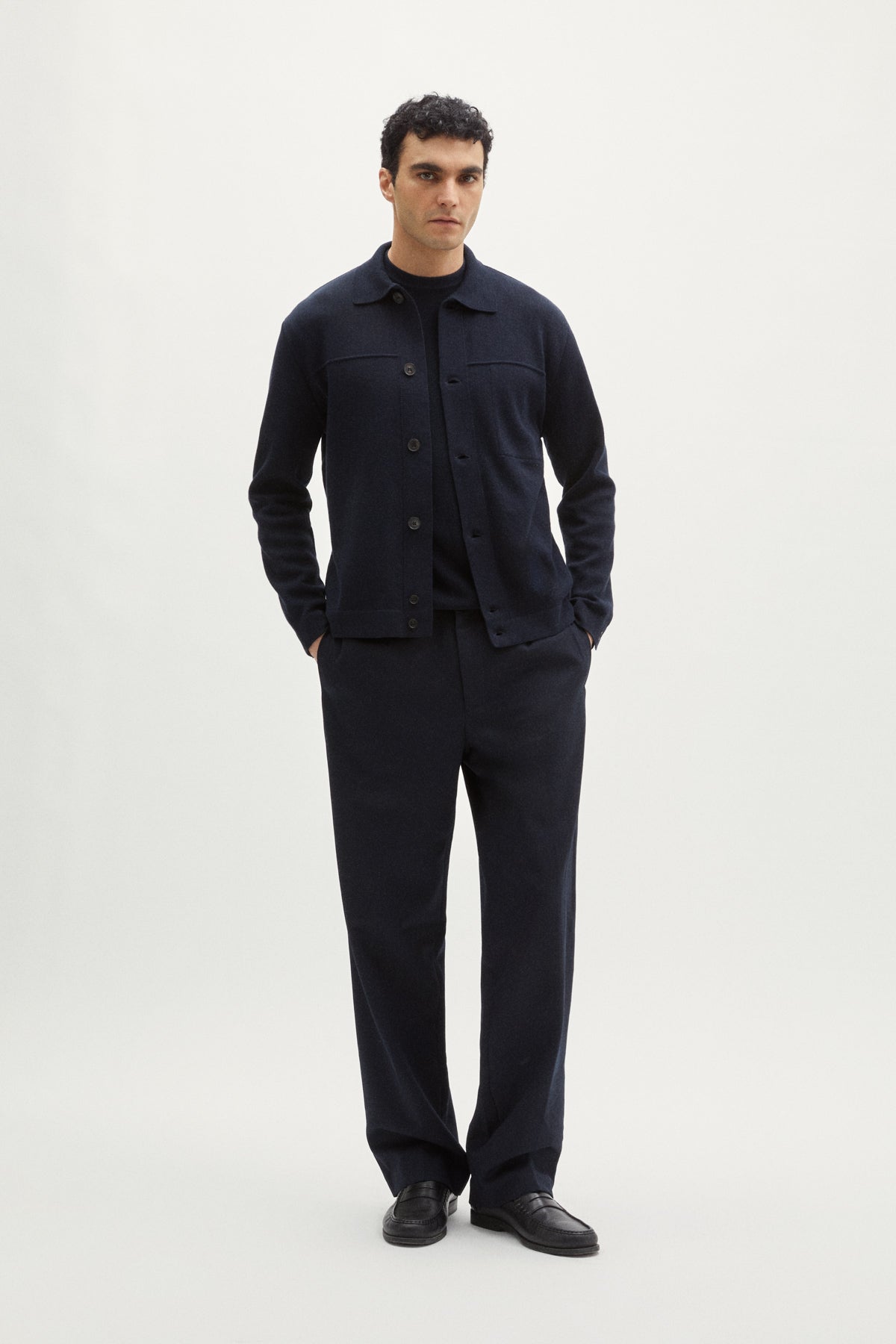 the organic cotton boxy jacket deep blue