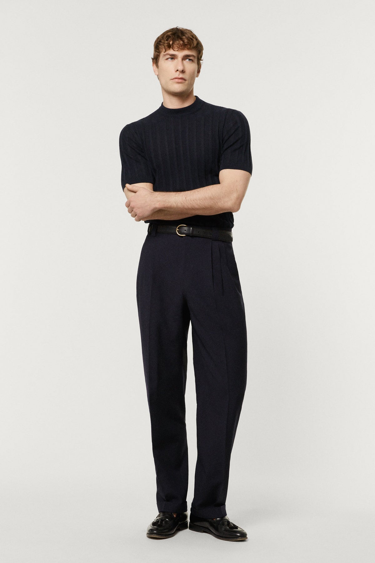 The Organic Cotton Light Ribbed T-shirt Deep Blue