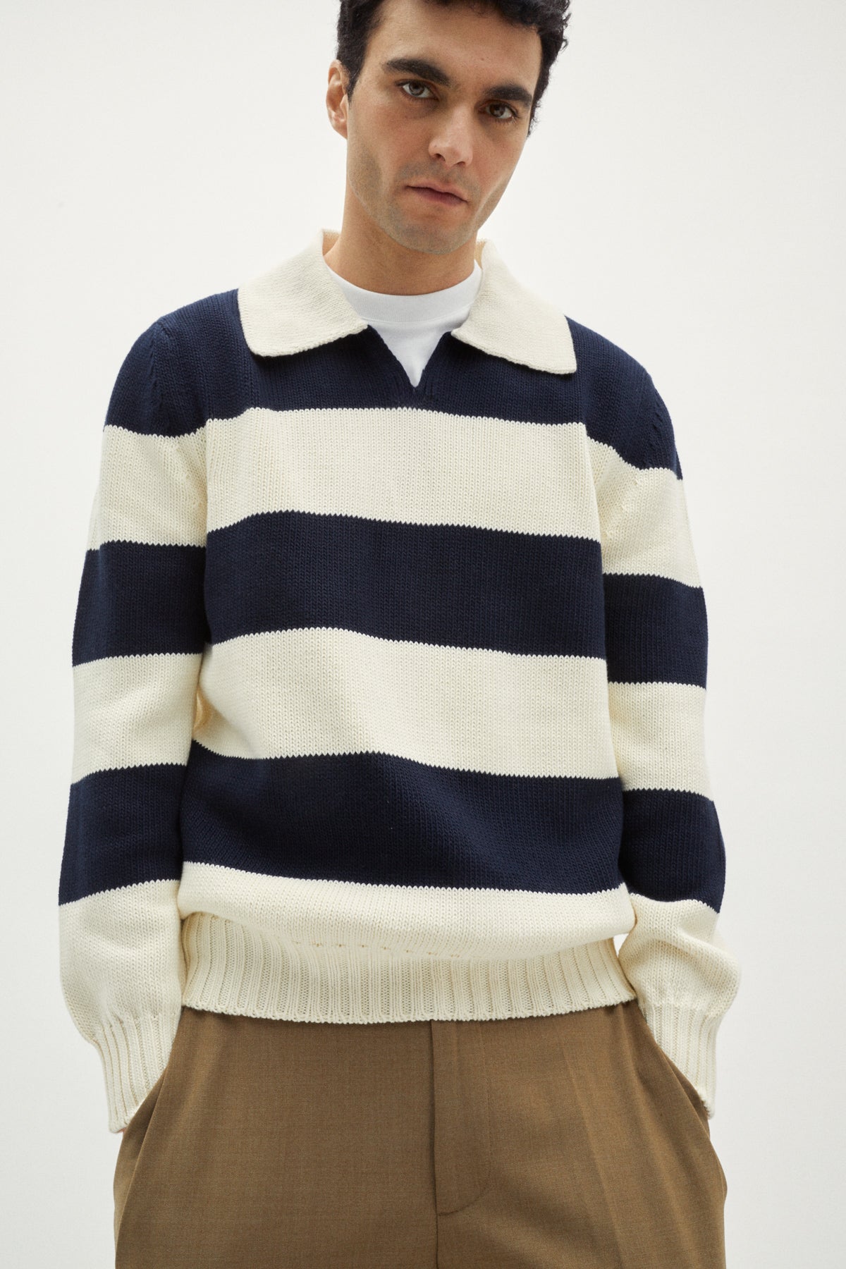 the organic cotton tricot polo stripes