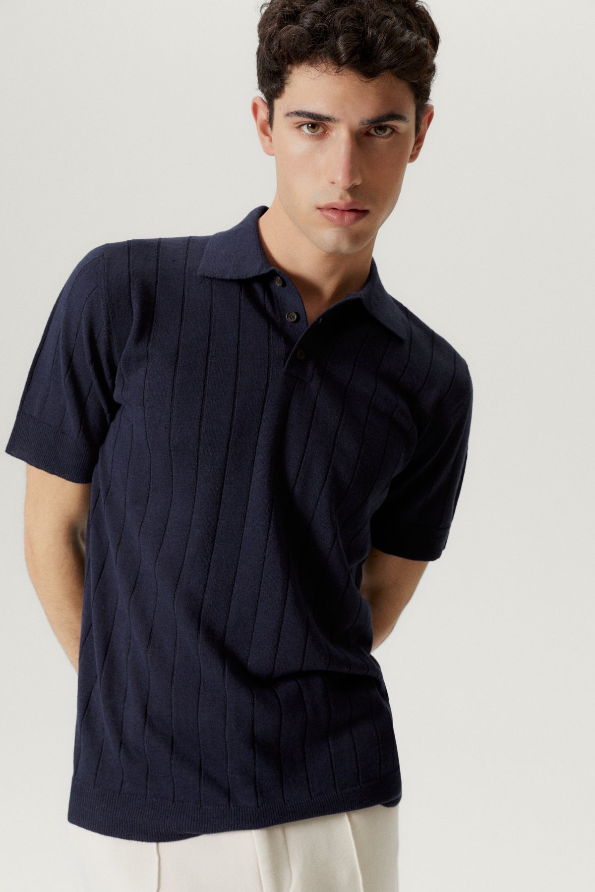 the linen cotton vintage polo blue navy