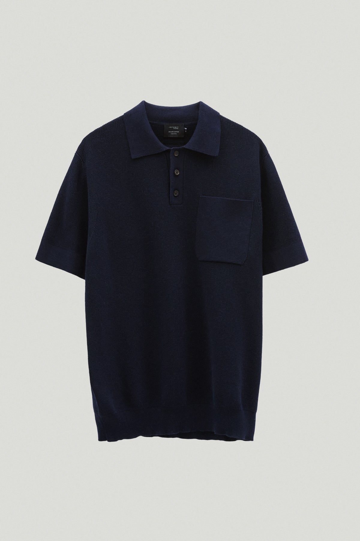 the organic cotton ribbed polo shirt deep blue