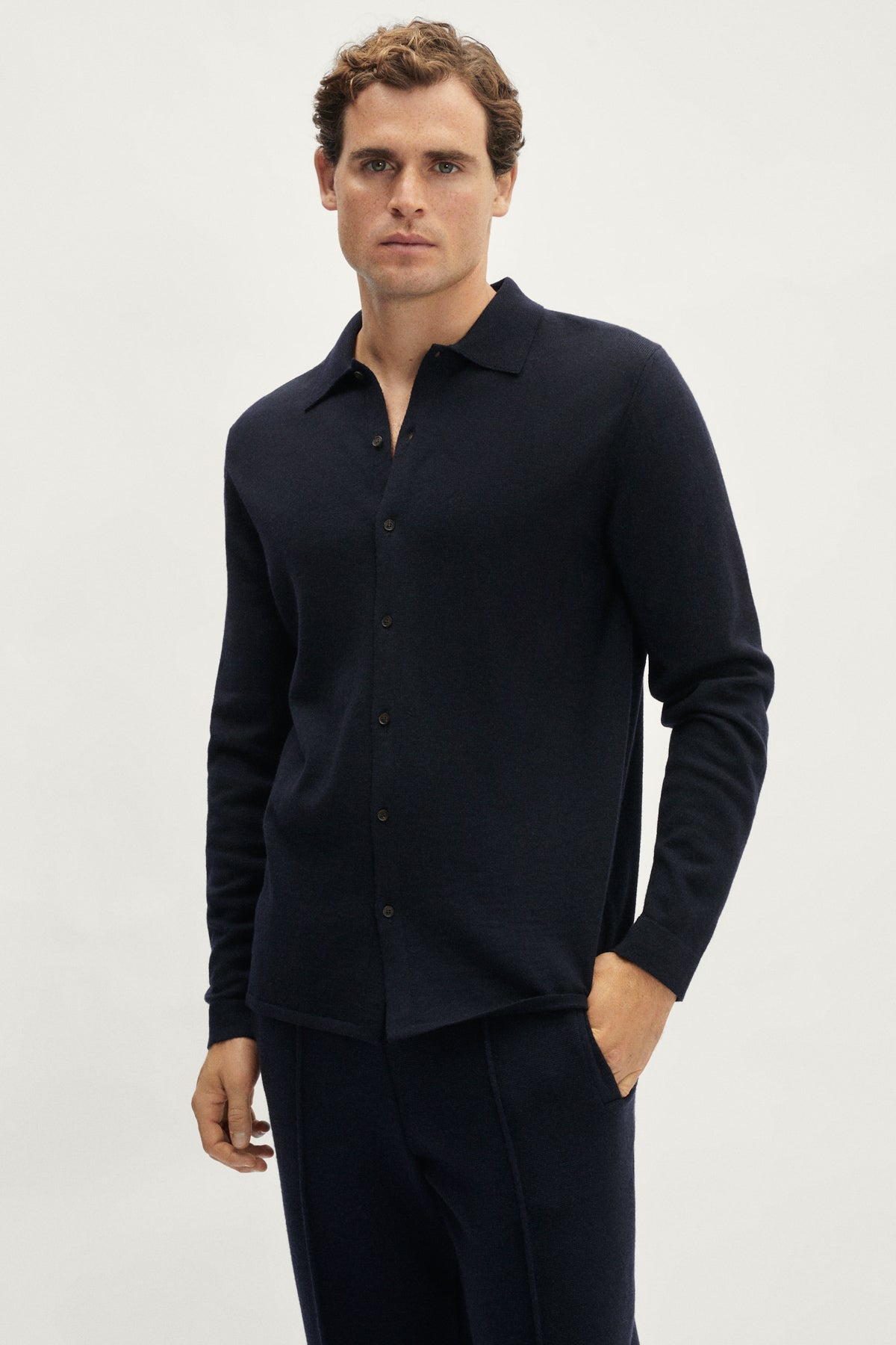 The Merino Wool Knit Shirt - blue