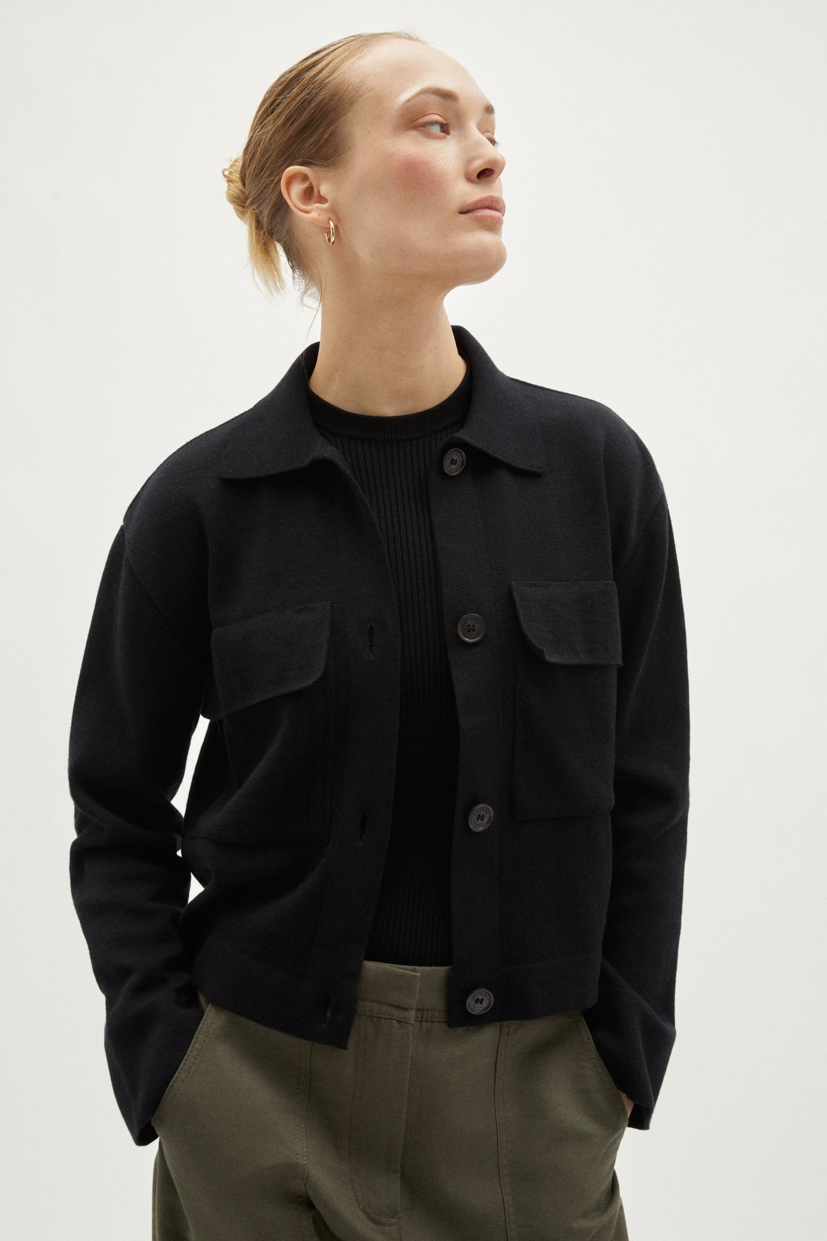 the organic cotton overshirt black