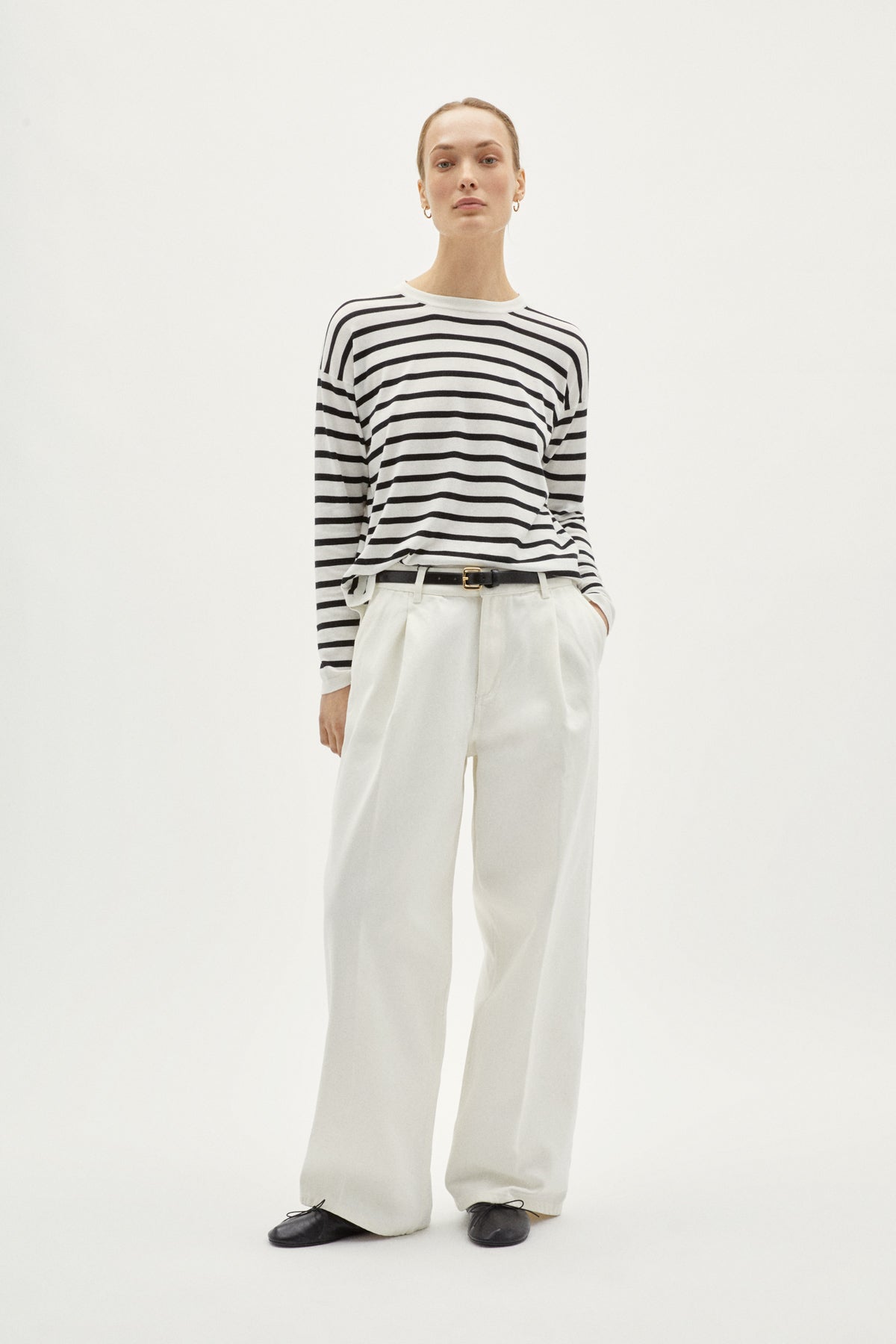 lightweight long sleeve t shirt in organic cotton stripes