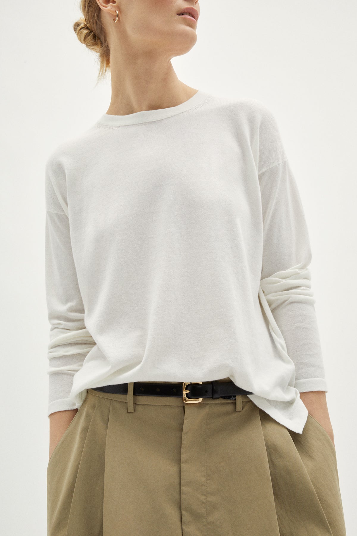 Organic Rib long sleeve T-shirt Ivory white main image 0