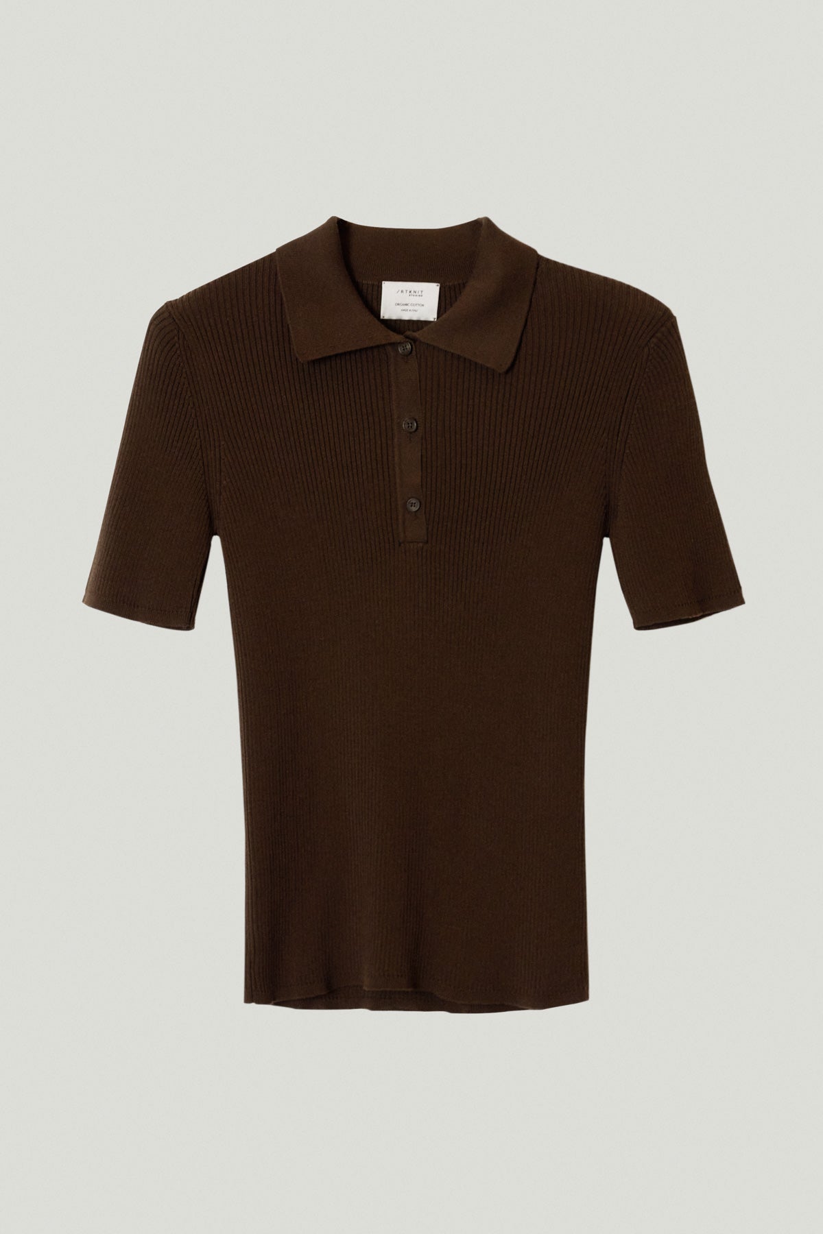 the organic cotton ribbed polo mocha brown
