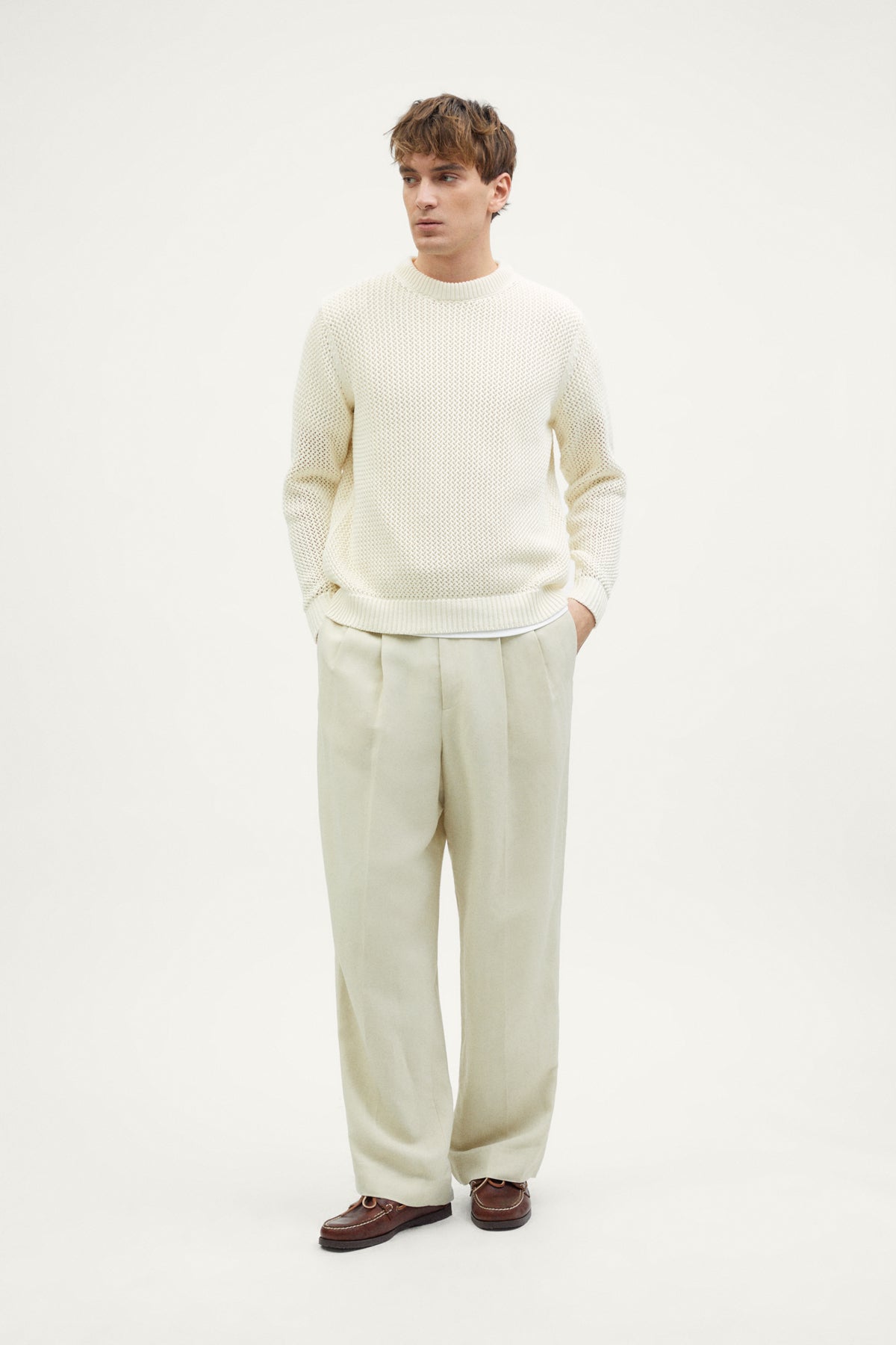 The Organic Cotton Open-Tricot Sweater milk white