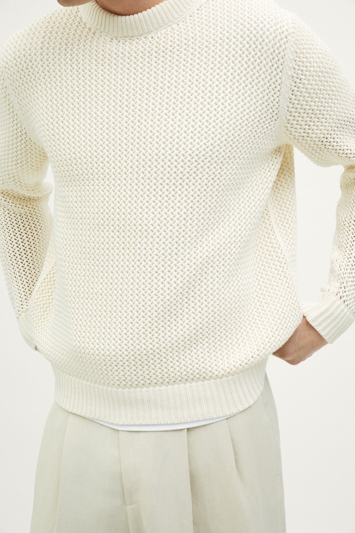 The Organic Cotton Open-Tricot Sweater milk white