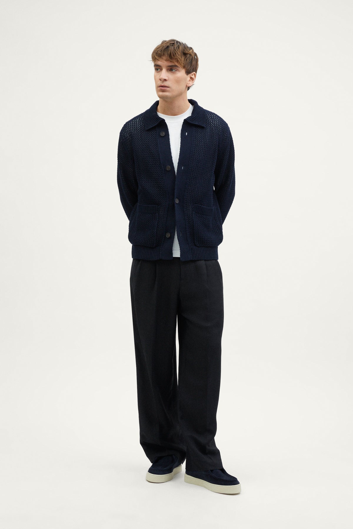 The Organic Cotton Open-Tricot Jacket deep blue