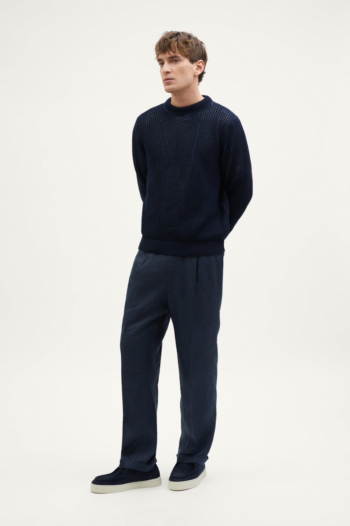The Organic Cotton Open-Tricot Sweater deep blue