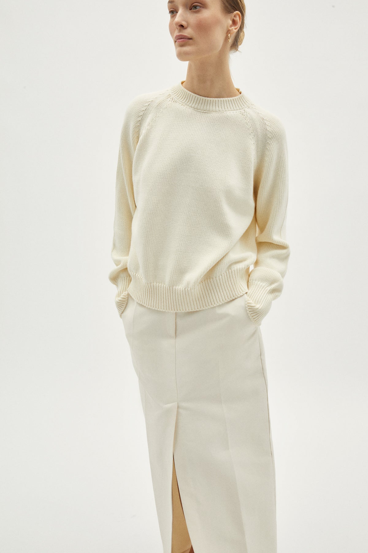 the organic cotton tricot sweater milk white