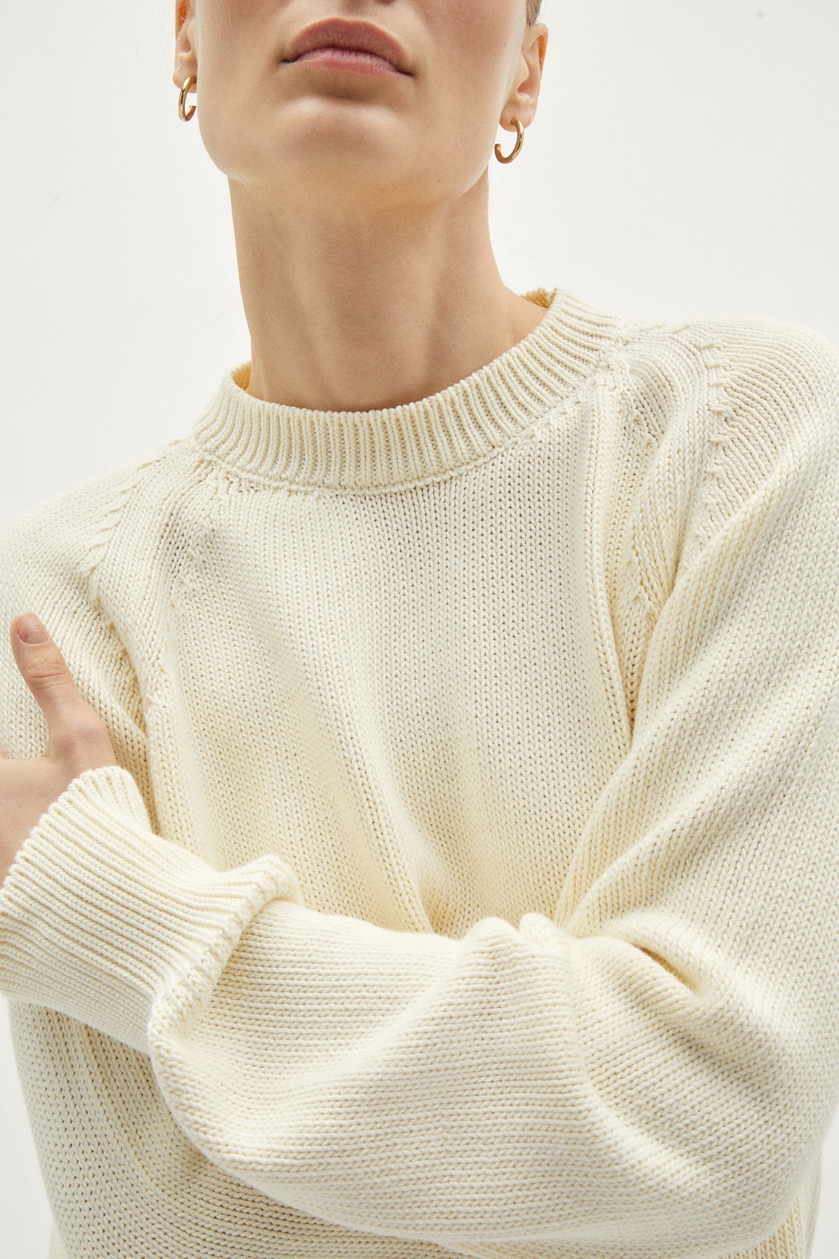the organic cotton tricot sweater milk white