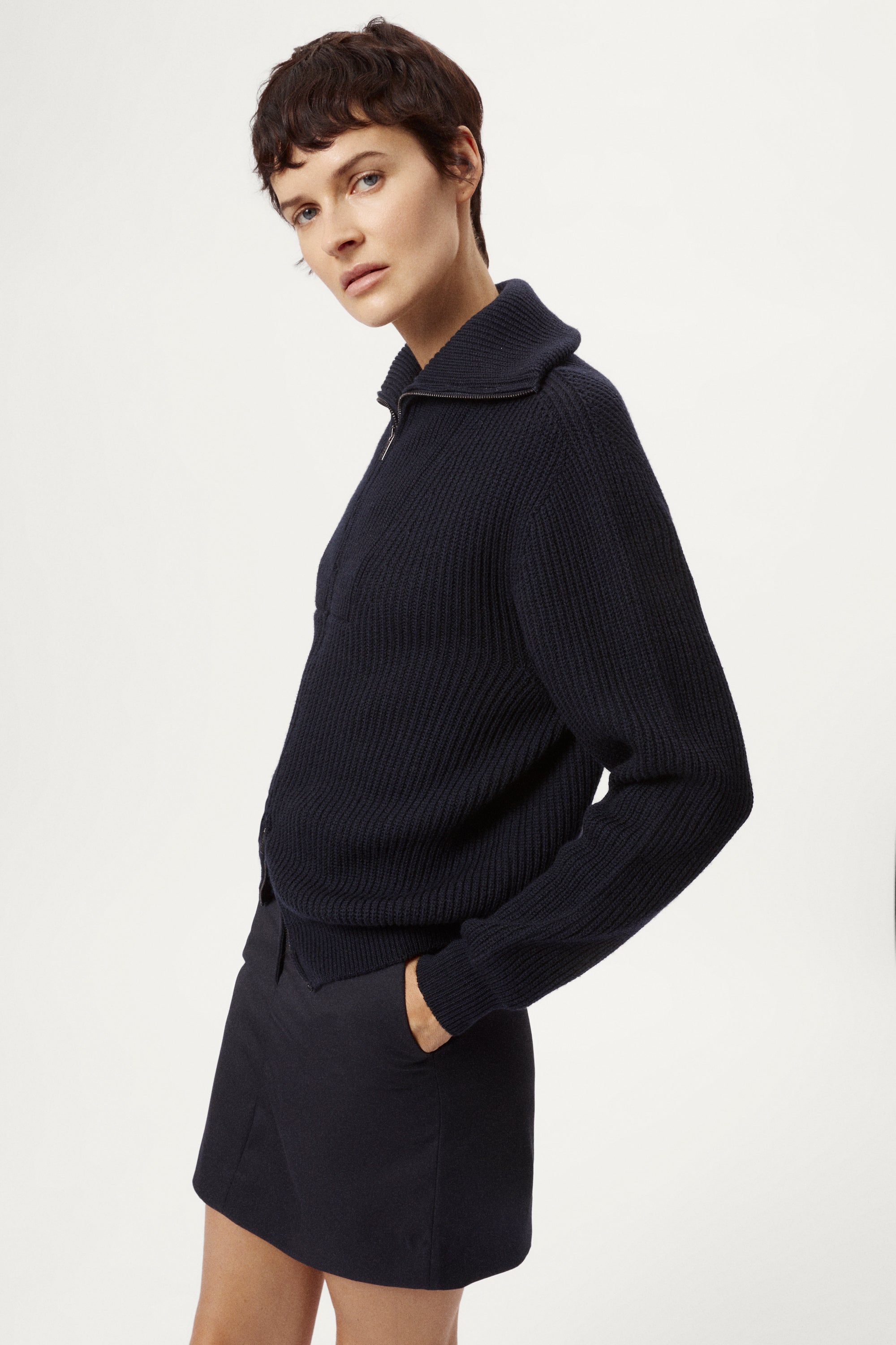 The Merino Wool Full-zip Cardigan blue