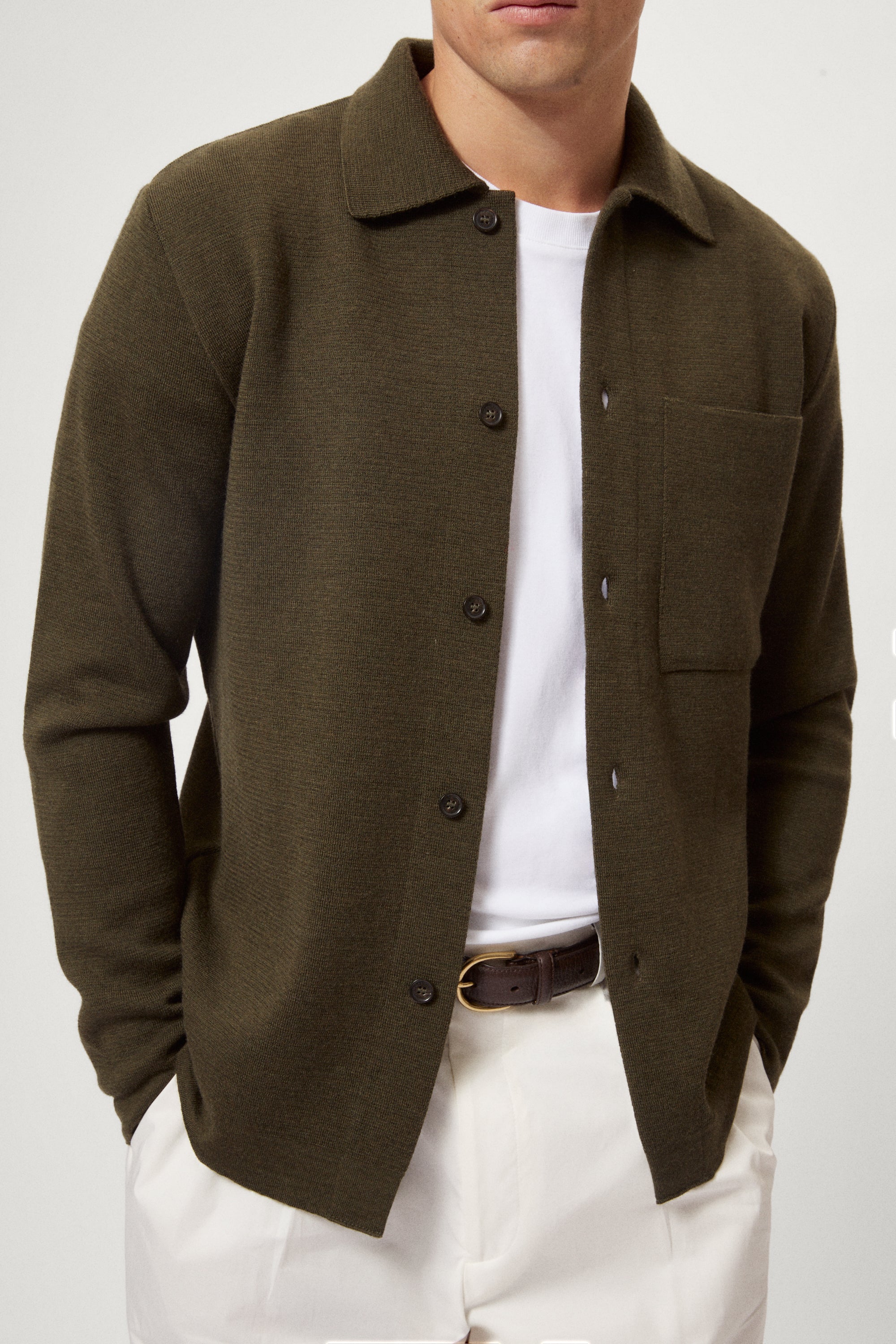 The Merino Wool Overshirt green